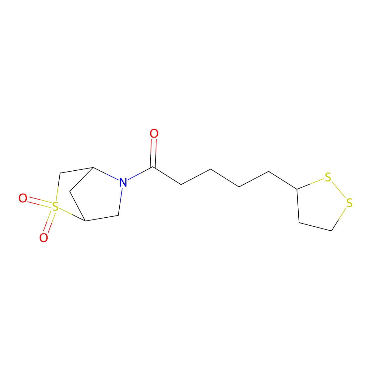 1-(2,2-Dioxido-2-thia-5-azabicyclo[2.2.1]heptan-5-yl)-5-(1,2-dithiolan-3-yl)pentan-1-one molecular structure, CAS 2034610-24-5