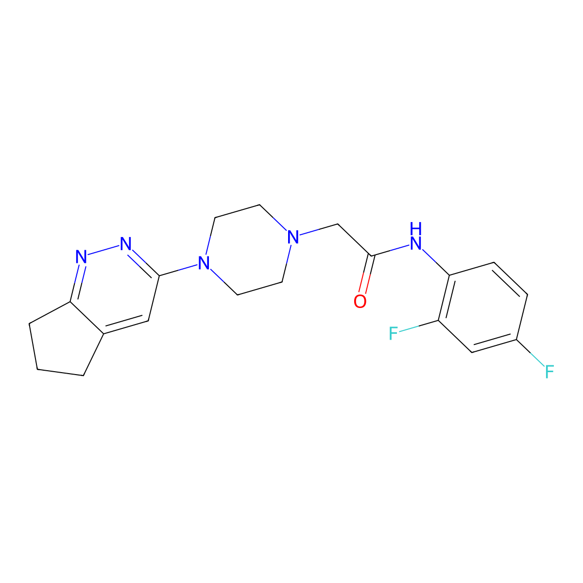 N-(2,4-difluorophenyl)-2-(4-(6,7-dihydro-5H-cyclopenta[c]pyridazin-3-yl)piperazin-1-yl)acetamide molecular structure, CAS 2034610-26-7