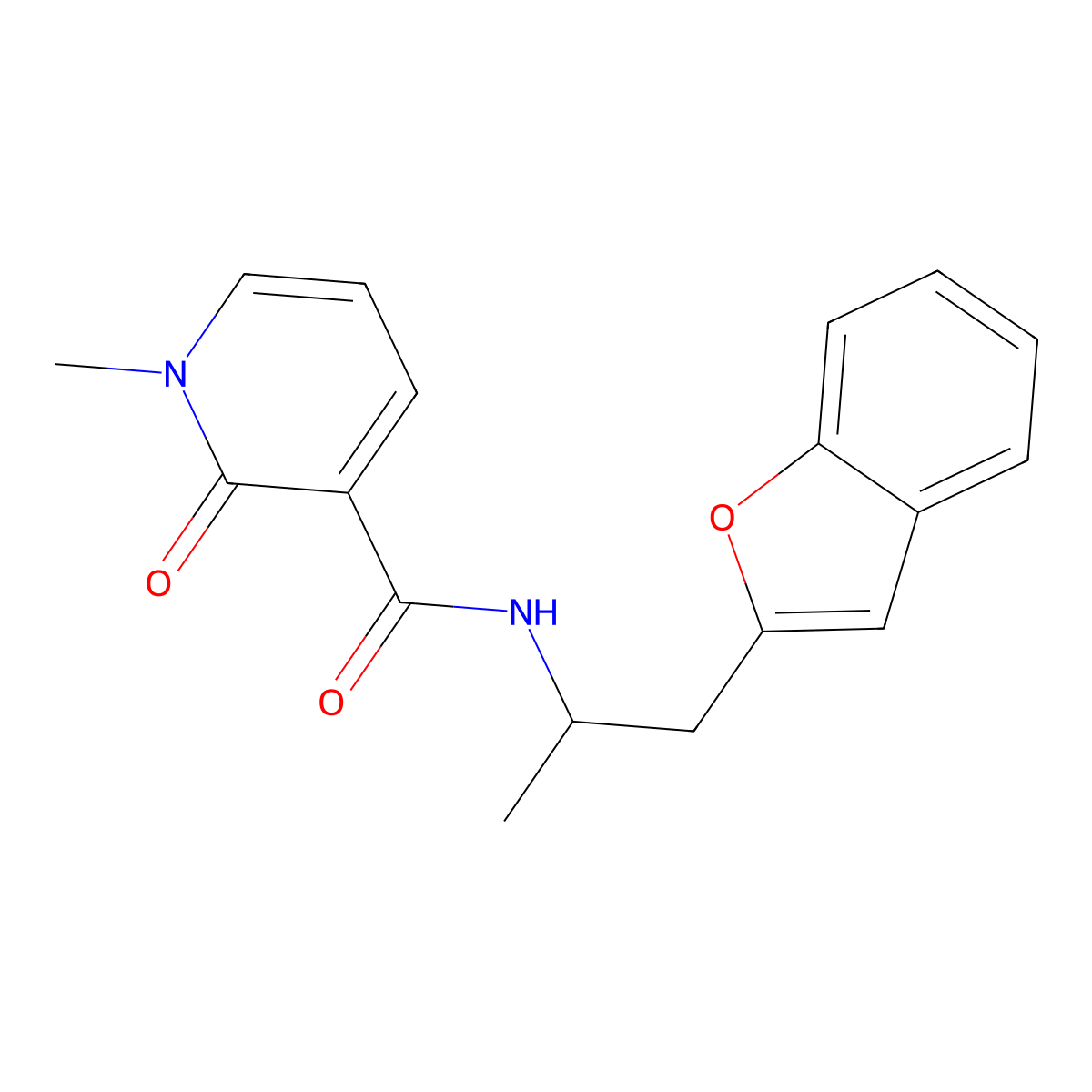 N-(1-(benzofuran-2-yl)propan-2-yl)-1-methyl-2-oxo-1,2-dihydropyridine-3-carboxamide molecular structure, CAS 2034610-27-8