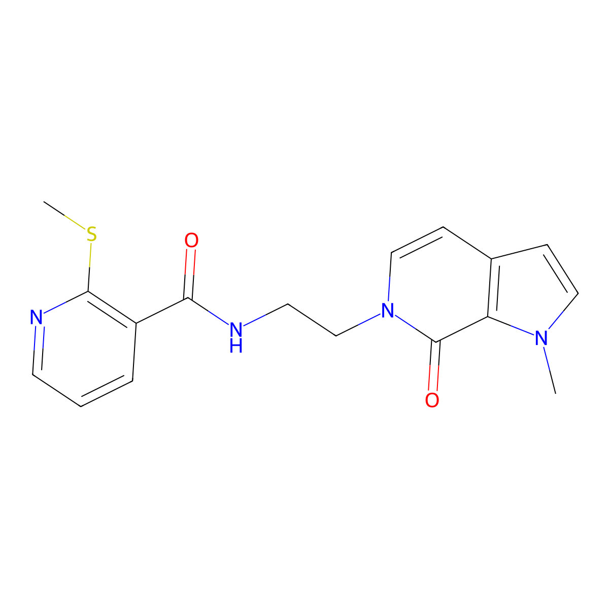 N-(2-(1-methyl-7-oxo-1H-pyrrolo[2,3-c]pyridin-6(7H)-yl)ethyl)-2-(methylthio)nicotinamide molecular structure, CAS 2034610-29-0