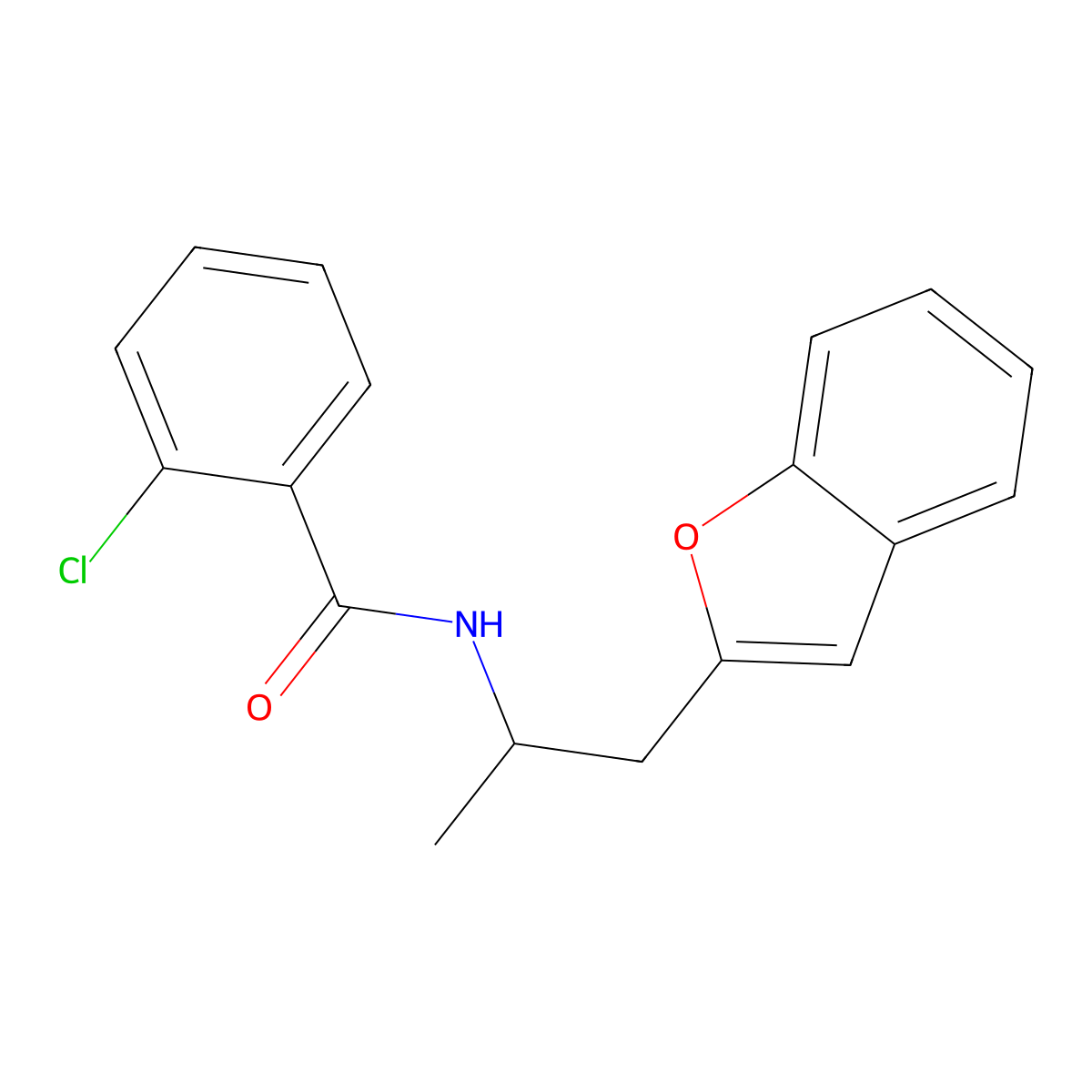 N-(1-(benzofuran-2-yl)propan-2-yl)-2-chlorobenzamide molecular structure, CAS 2034610-33-6
