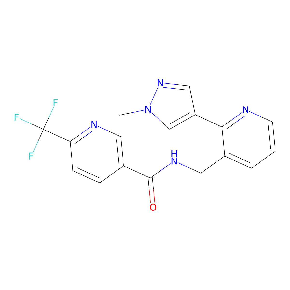 N-{[2-(1-methyl-1H-pyrazol-4-yl)pyridin-3-yl]methyl}-6-(trifluoromethyl)pyridine-3-carboxamide molecular structure, CAS 2034610-35-8