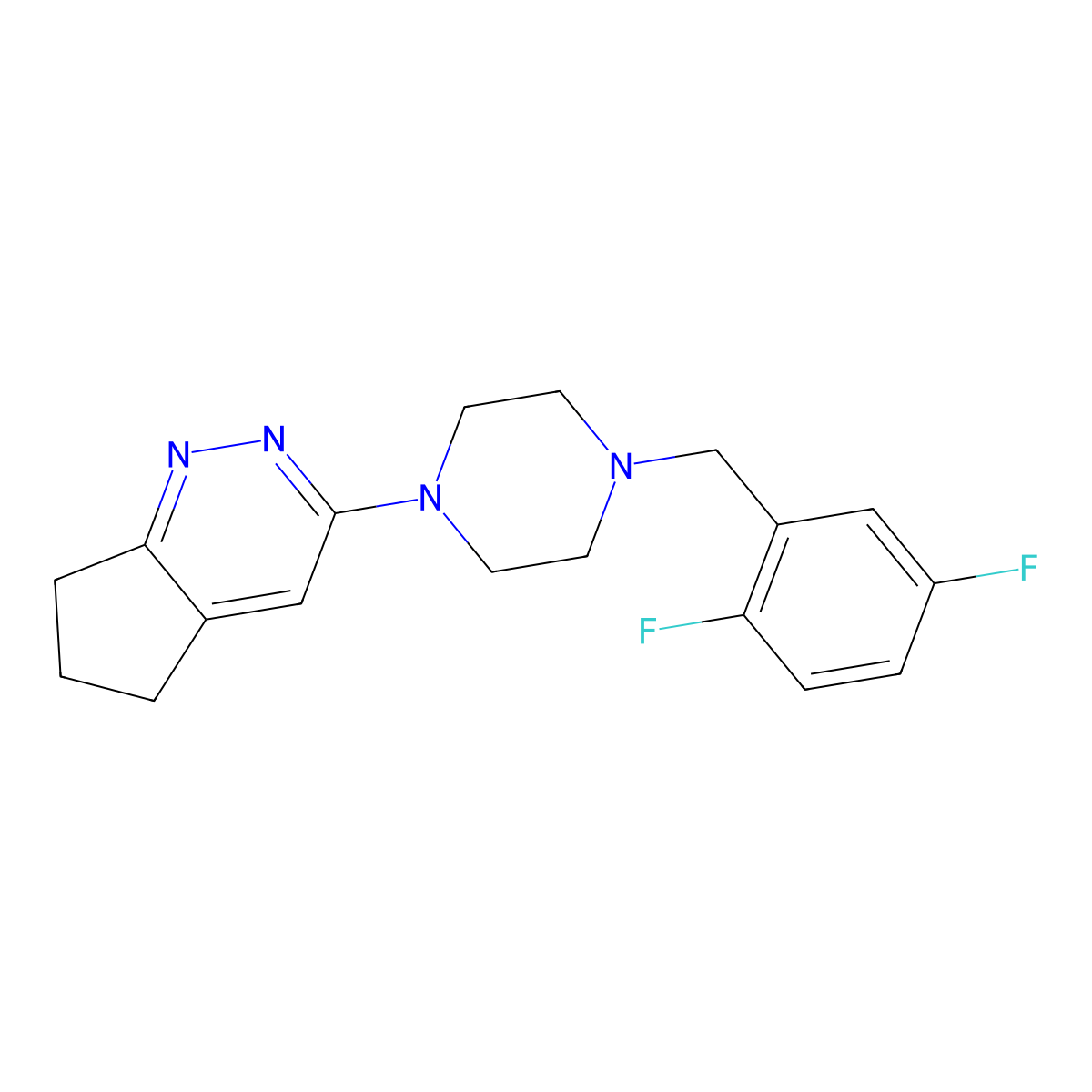 3-(4-(2,5-difluorobenzyl)piperazin-1-yl)-6,7-dihydro-5H-cyclopenta[c]pyridazine molecular structure, CAS 2034610-40-5