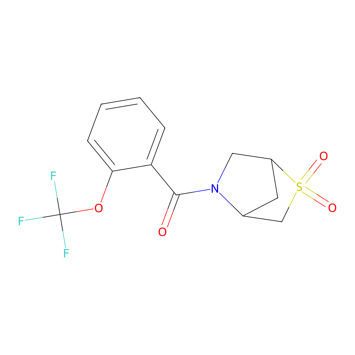 (2,2-Dioxido-2-thia-5-azabicyclo[2.2.1]heptan-5-yl)(2-(trifluoromethoxy)phenyl)methanone molecular structure, CAS 2034610-41-6
