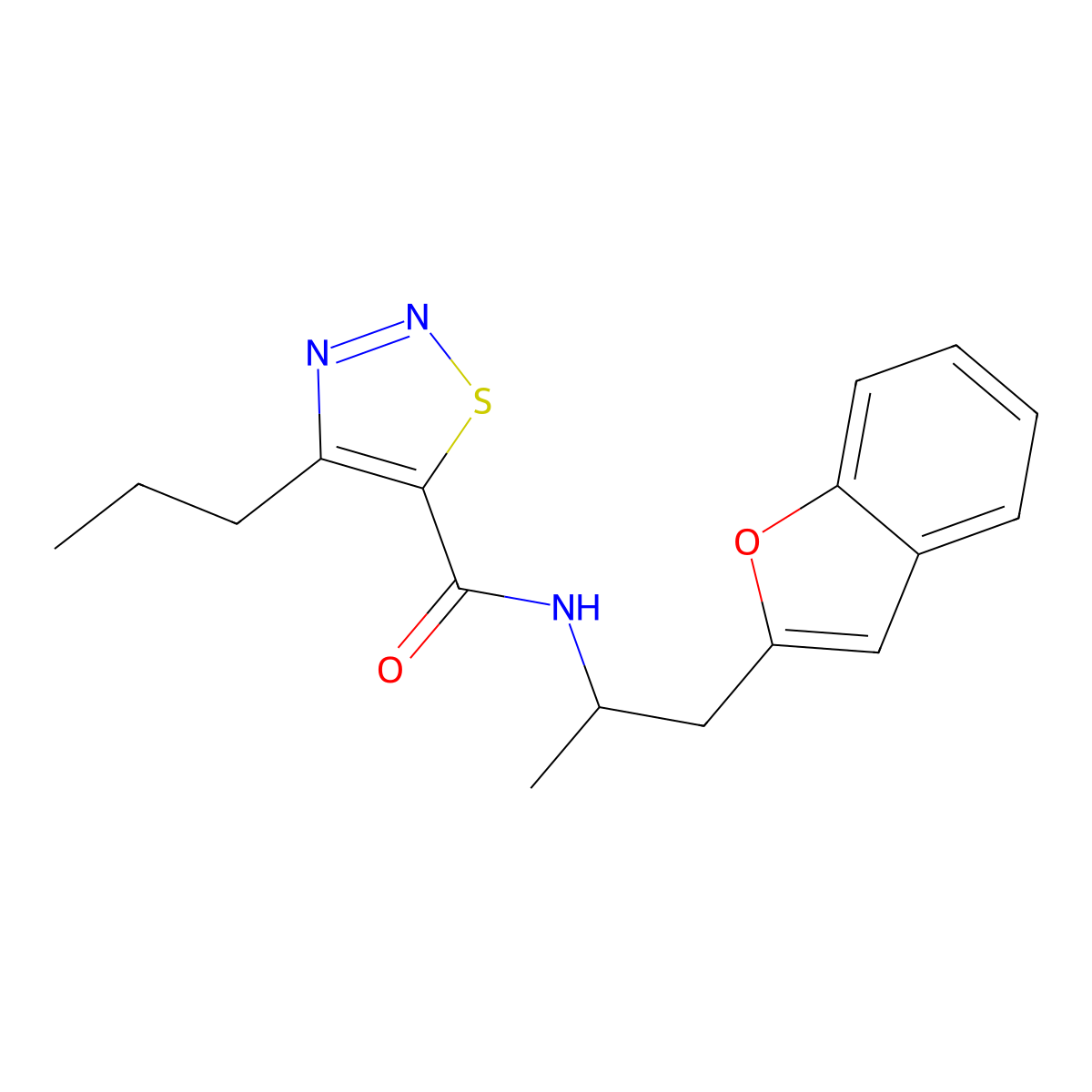 N-(1-(benzofuran-2-yl)propan-2-yl)-4-propyl-1,2,3-thiadiazole-5-carboxamide molecular structure, CAS 2034610-48-3
