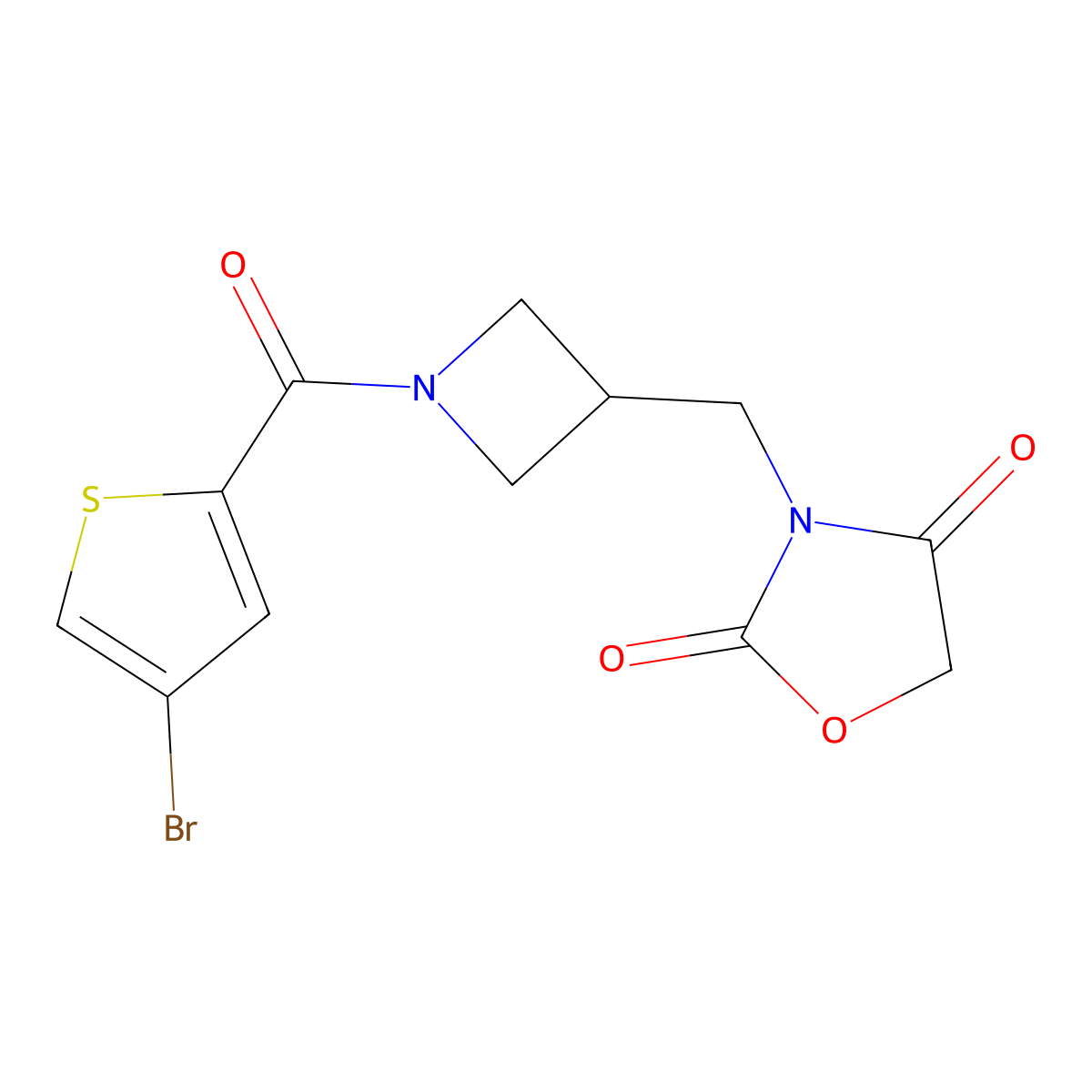 3-((1-(4-Bromothiophene-2-carbonyl)azetidin-3-yl)methyl)oxazolidine-2,4-dione molecular structure, CAS 2034610-51-8