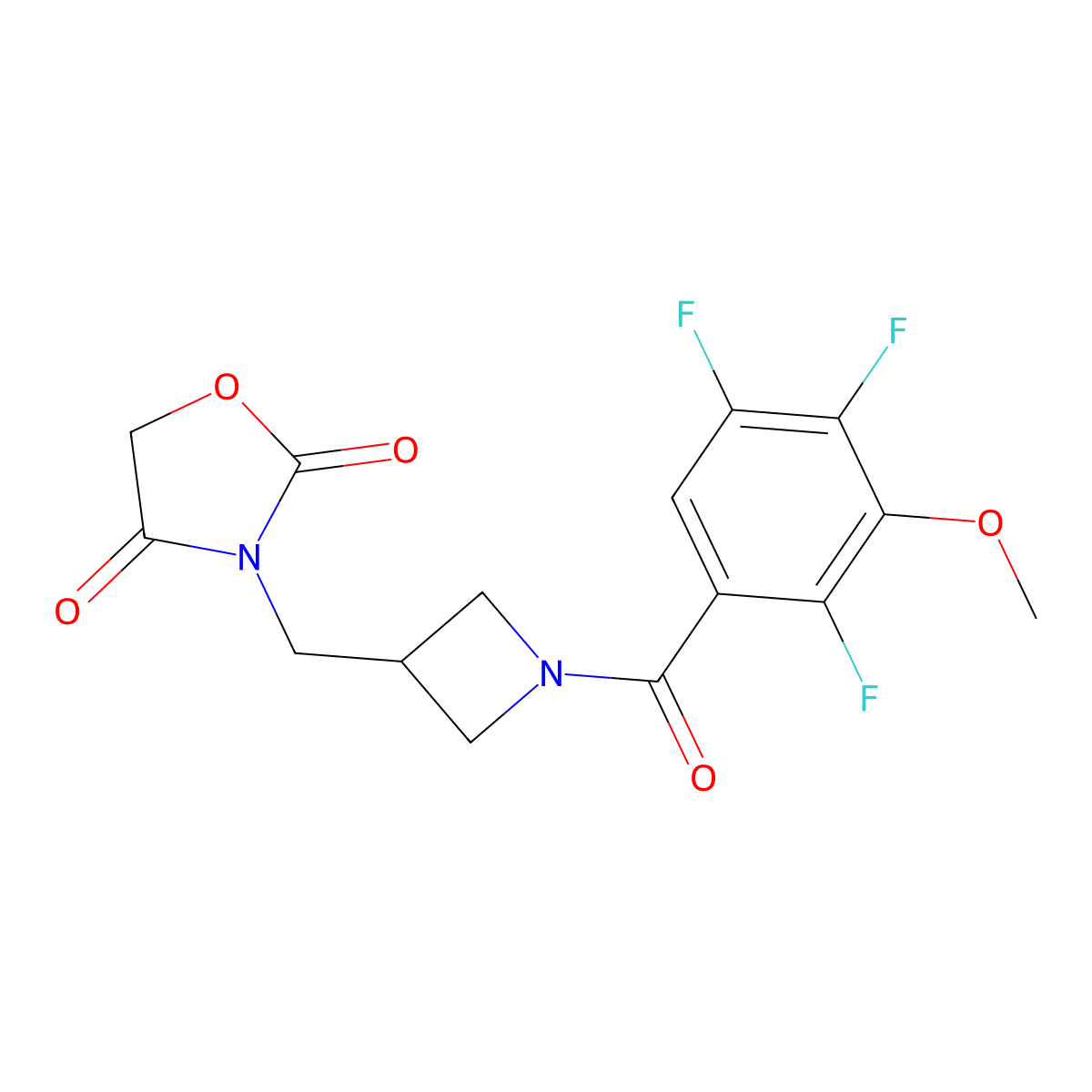 3-((1-(2,4,5-Trifluoro-3-methoxybenzoyl)azetidin-3-yl)methyl)oxazolidine-2,4-dione molecular structure, CAS 2034610-54-1