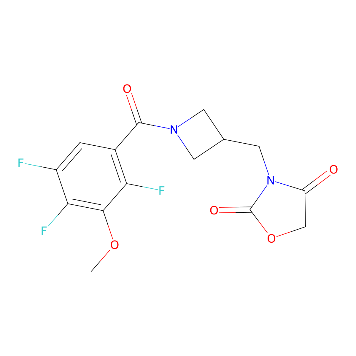 3-((1-(2,4,5-Trifluoro-3-methoxybenzoyl)azetidin-3-yl)methyl)oxazolidine-2,4-dione molecular structure, CAS 2034610-54-1