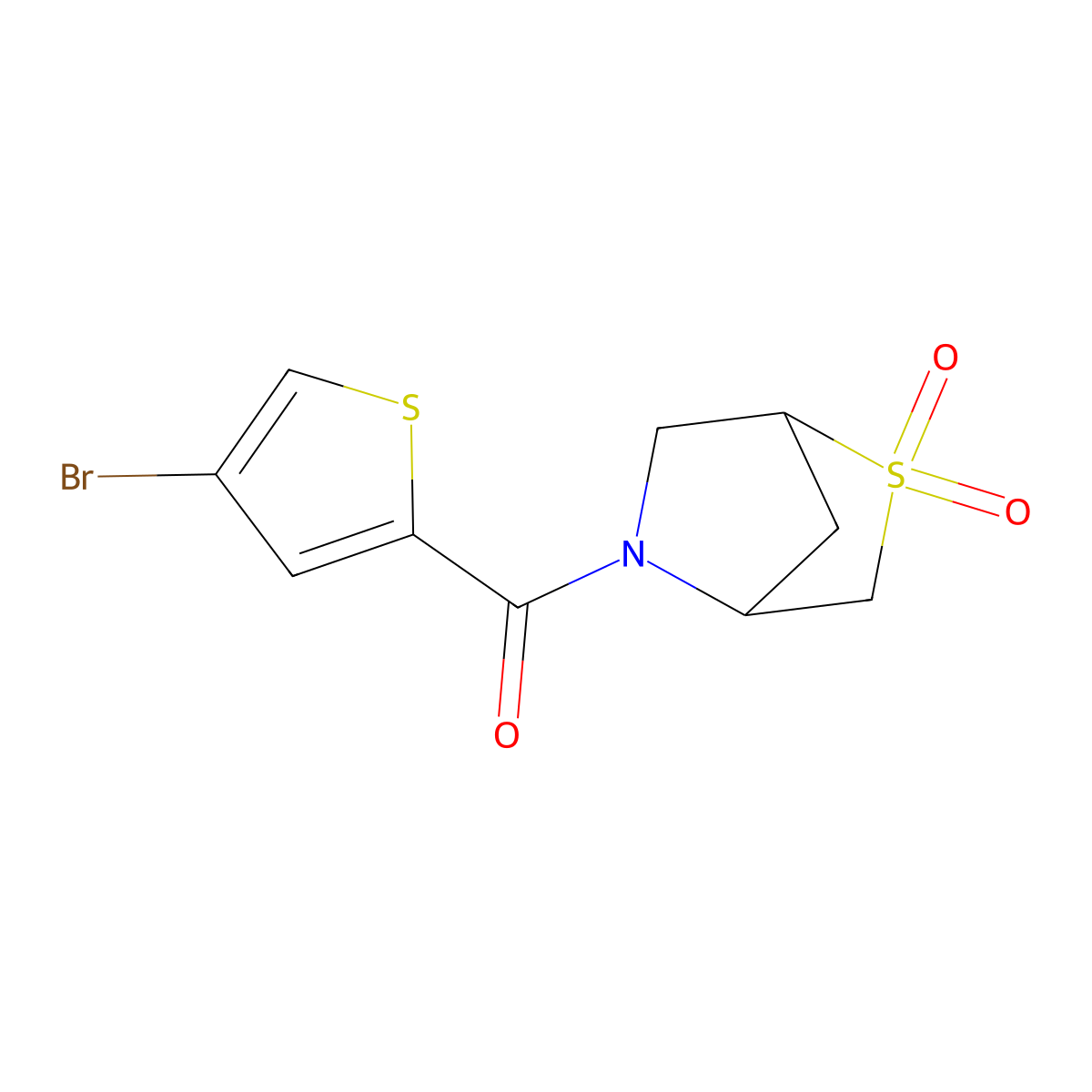 (4-Bromothiophen-2-yl)(2,2-dioxido-2-thia-5-azabicyclo[2.2.1]heptan-5-yl)methanone molecular structure, CAS 2034610-58-5