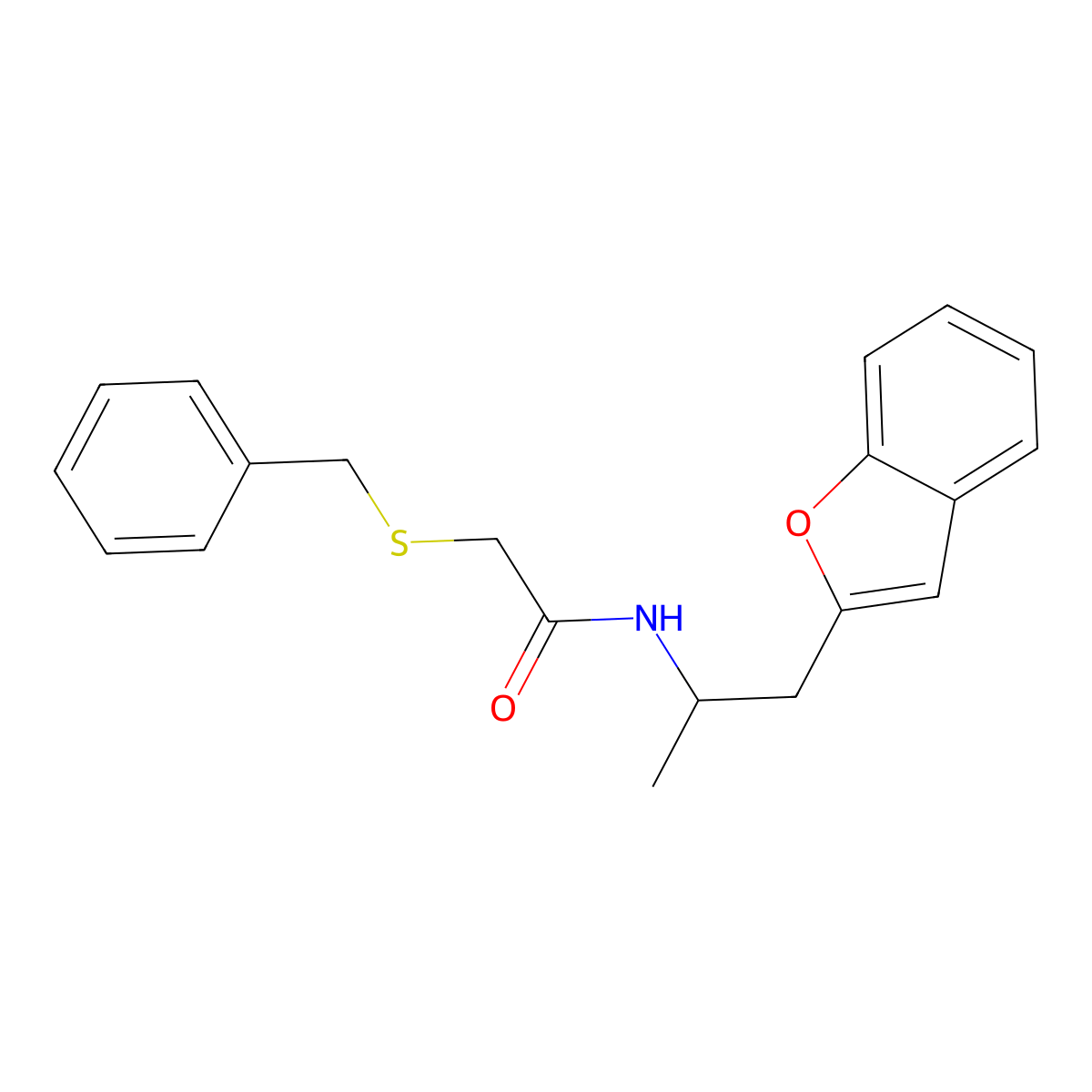 N-(1-(benzofuran-2-yl)propan-2-yl)-2-(benzylthio)acetamide molecular structure, CAS 2034610-63-2
