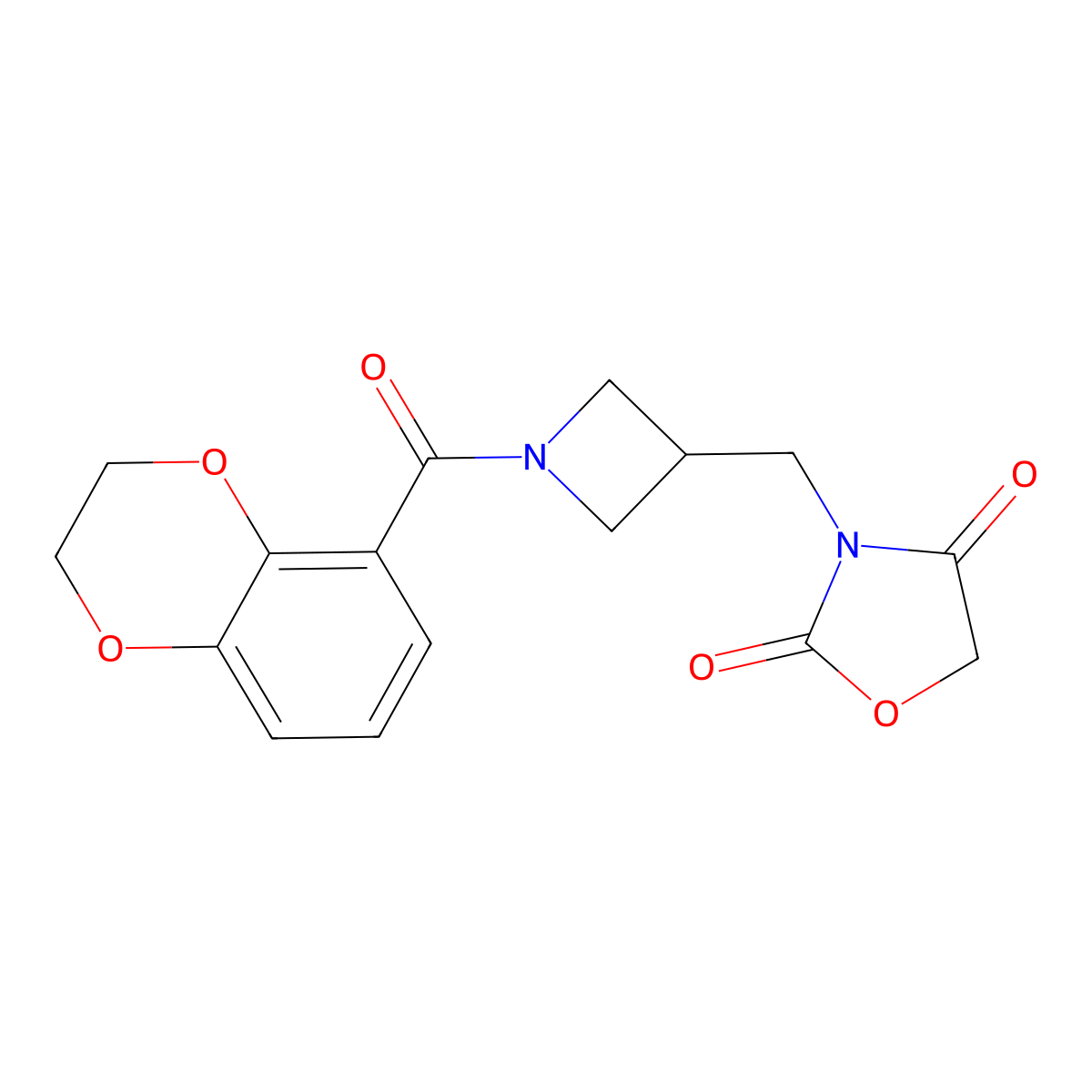 3-((1-(2,3-Dihydrobenzo[b][1,4]dioxine-5-carbonyl)azetidin-3-yl)methyl)oxazolidine-2,4-dione molecular structure, CAS 2034610-66-5