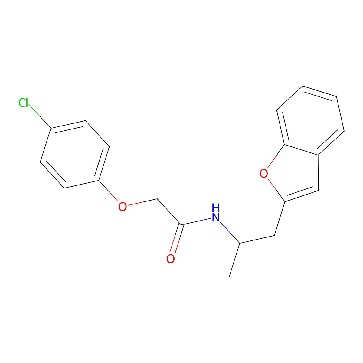 N-(1-(benzofuran-2-yl)propan-2-yl)-2-(4-chlorophenoxy)acetamide molecular structure, CAS 2034610-67-6