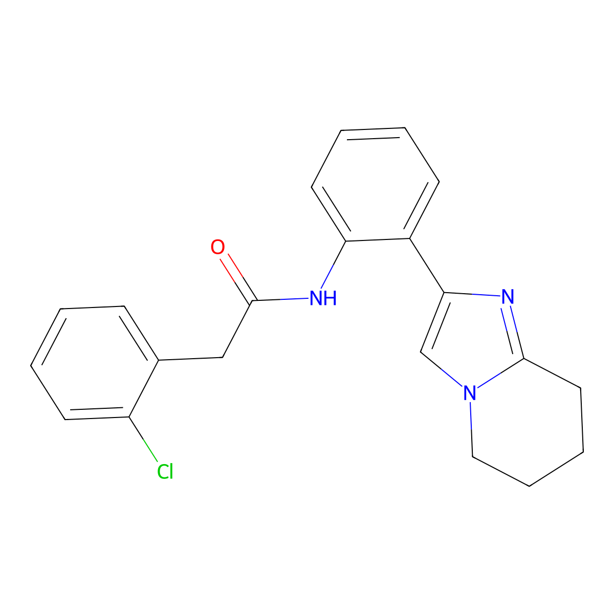 2-(2-chlorophenyl)-N-(2-(5,6,7,8-tetrahydroimidazo[1,2-a]pyridin-2-yl)phenyl)acetamide molecular structure, CAS 2034610-76-7