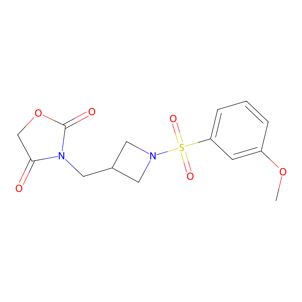3-((1-((3-Methoxyphenyl)sulfonyl)azetidin-3-yl)methyl)oxazolidine-2,4-dione molecular structure, CAS 2034610-79-0