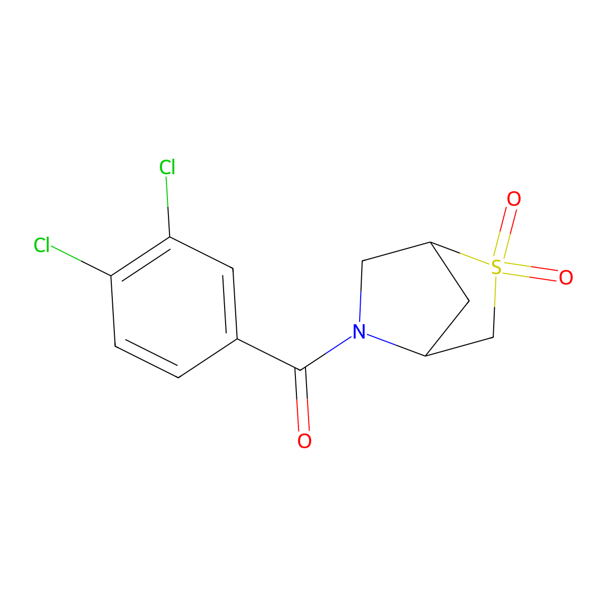 (3,4-Dichlorophenyl)(2,2-dioxido-2-thia-5-azabicyclo[2.2.1]heptan-5-yl)methanone molecular structure, CAS 2034610-82-5