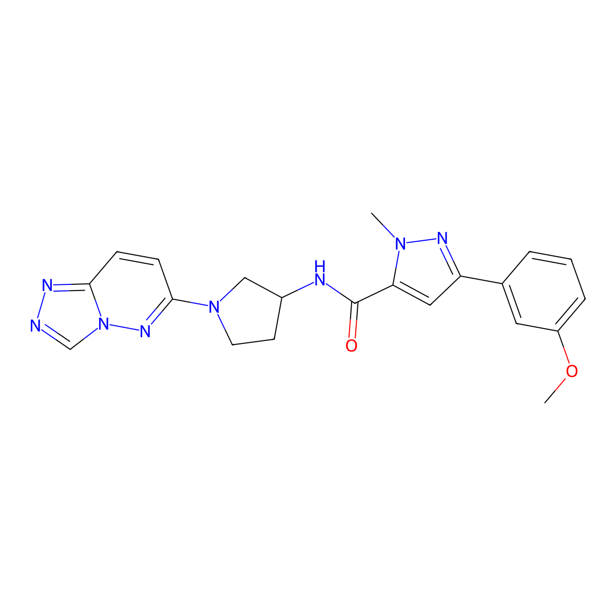 N-(1-([1,2,4]triazolo[4,3-b]pyridazin-6-yl)pyrrolidin-3-yl)-3-(3-methoxyphenyl)-1-methyl-1H-pyrazole-5-carboxamide molecular structure, CAS 2034610-87-0