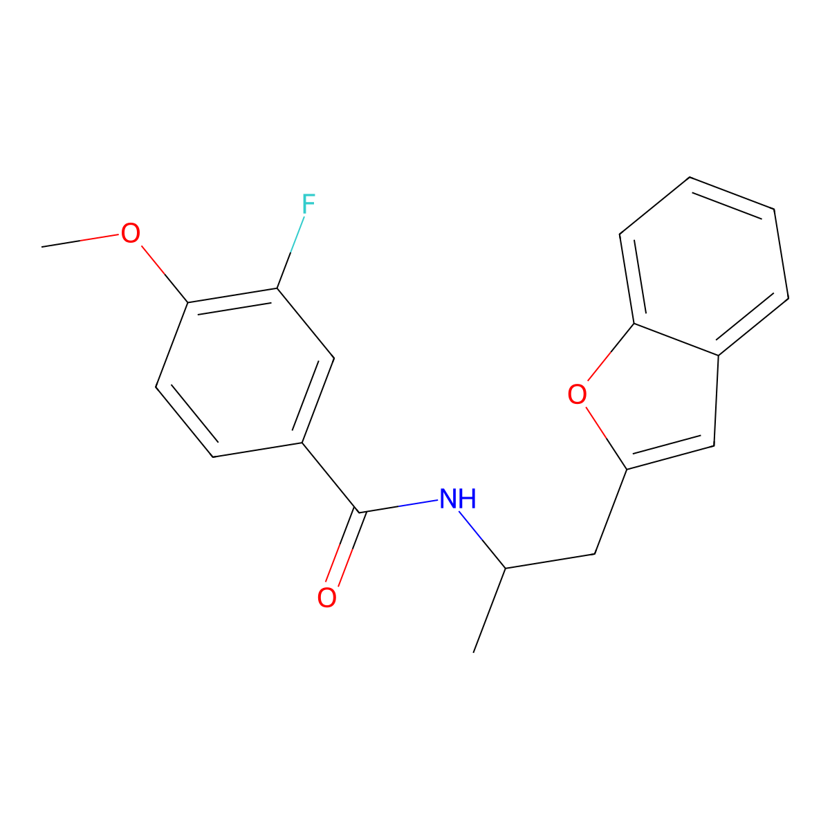 N-(1-(benzofuran-2-yl)propan-2-yl)-3-fluoro-4-methoxybenzamide molecular structure, CAS 2034610-92-7