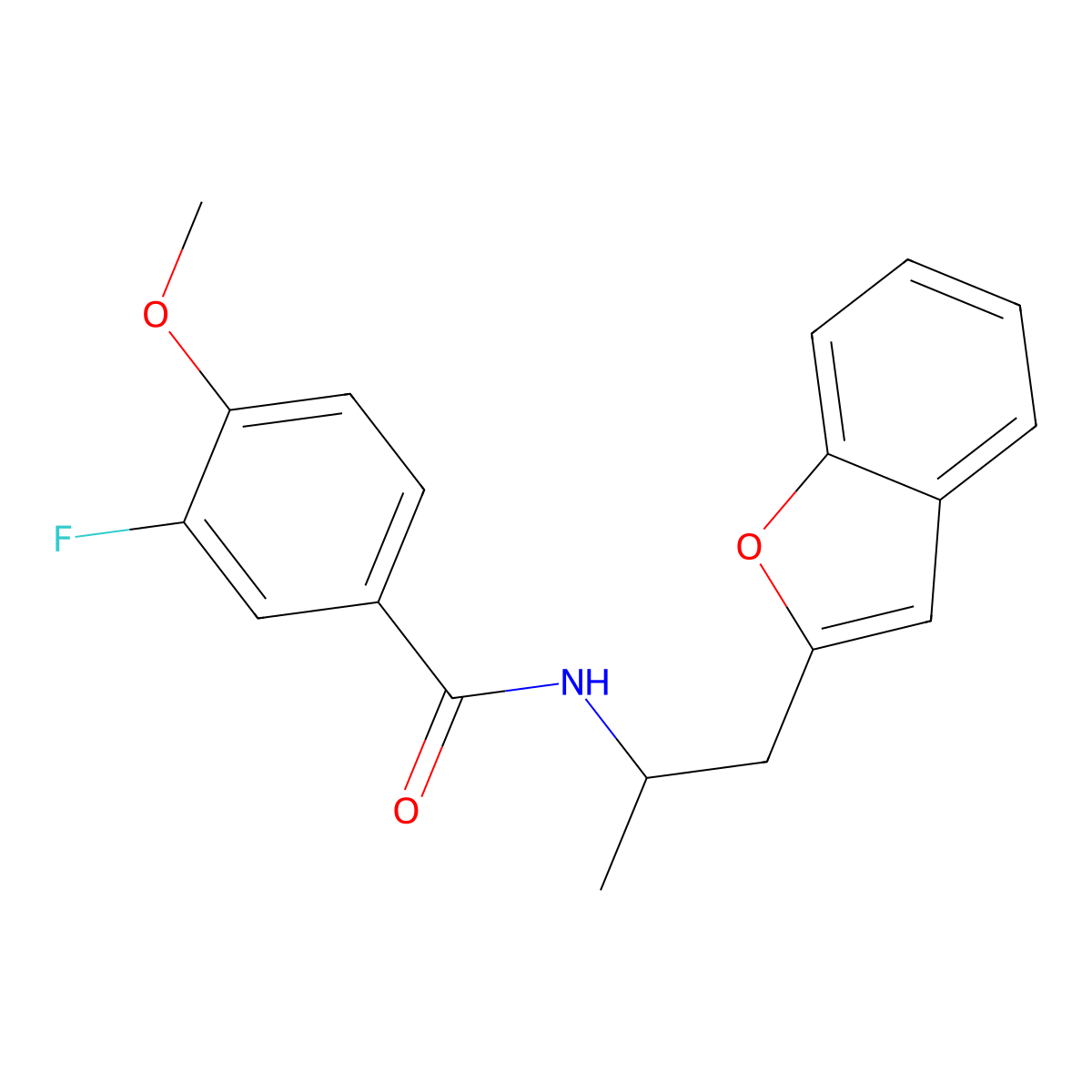 N-(1-(benzofuran-2-yl)propan-2-yl)-3-fluoro-4-methoxybenzamide molecular structure, CAS 2034610-92-7