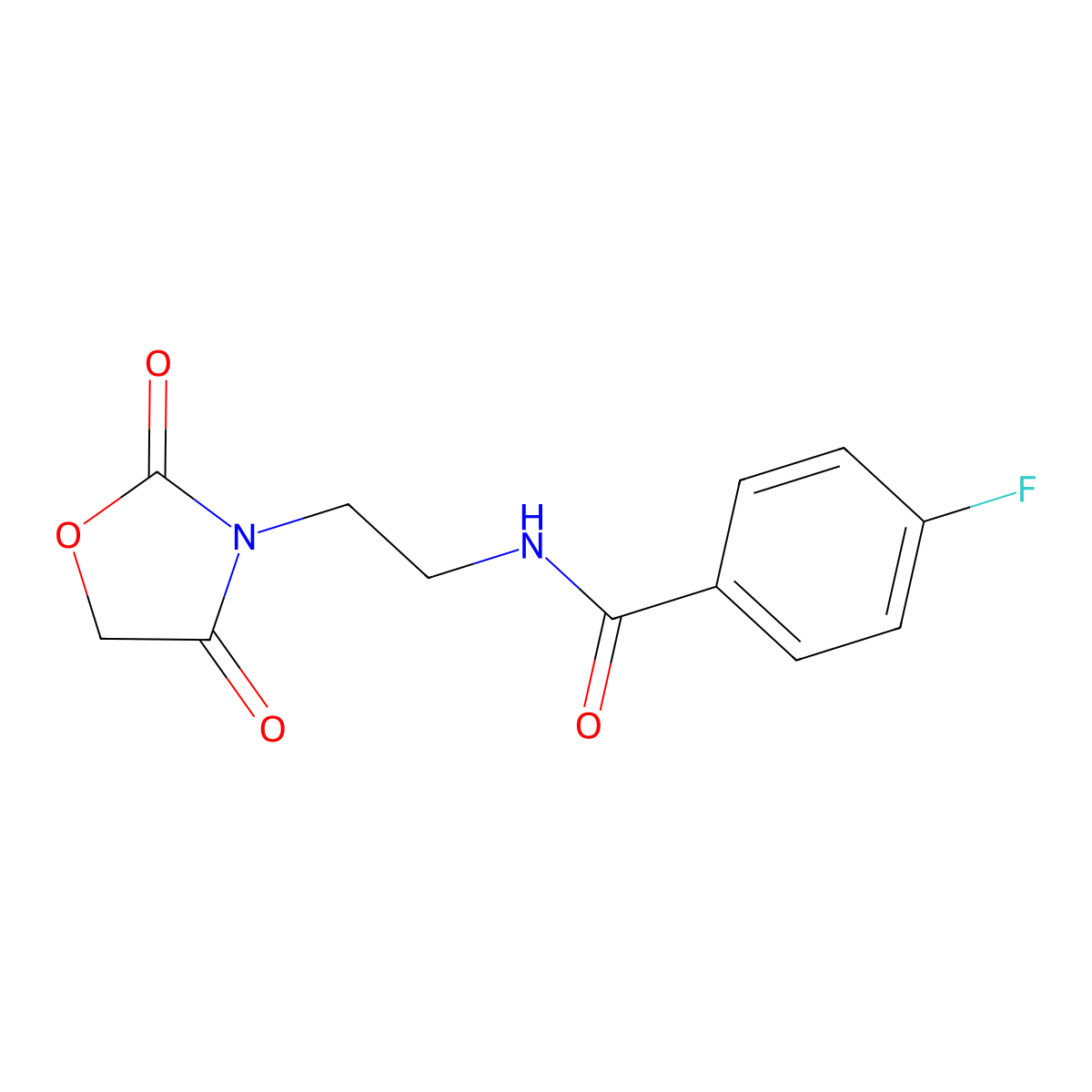 N-(2-(2,4-dioxooxazolidin-3-yl)ethyl)-4-fluorobenzamide molecular structure, CAS 2034610-93-8