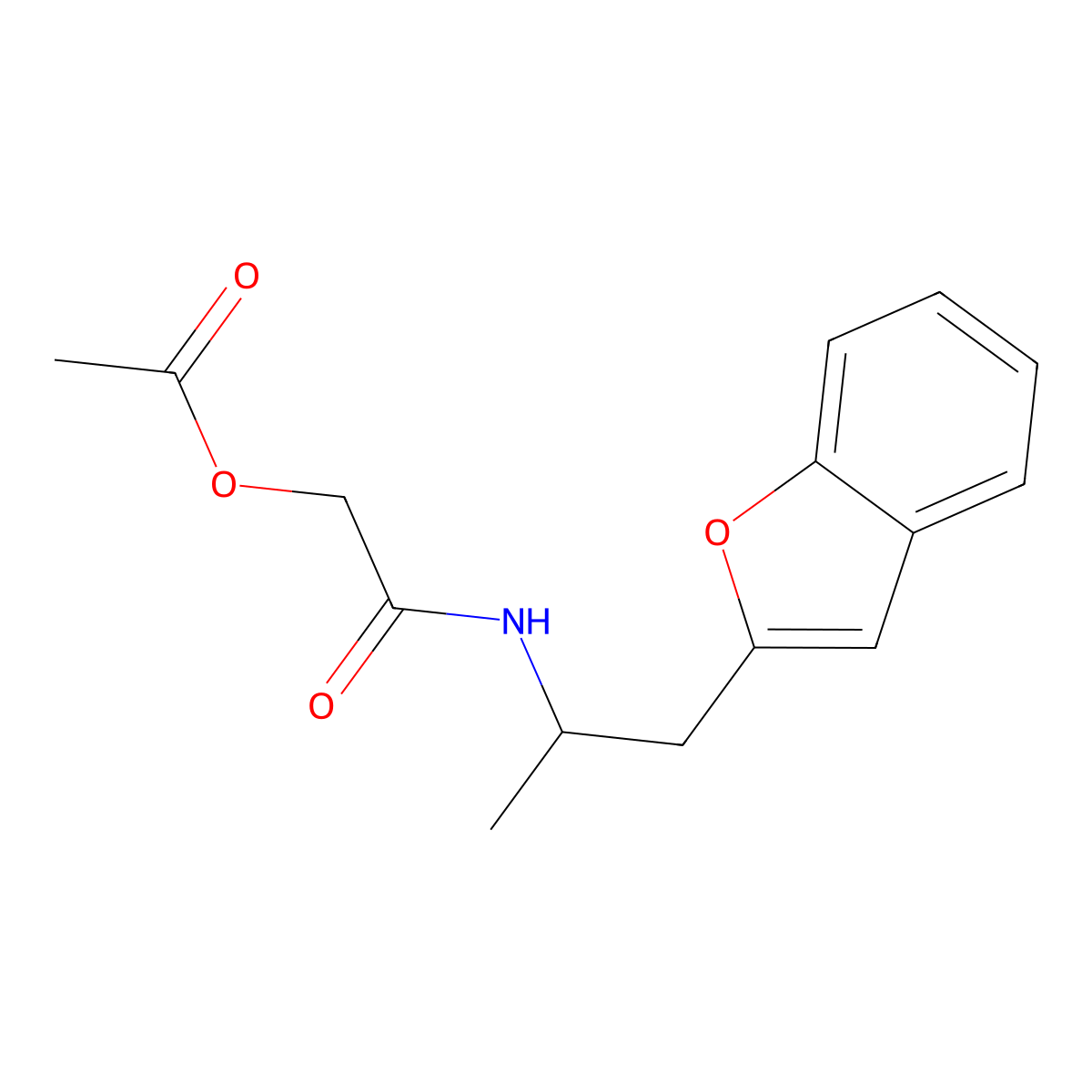 2-((1-(Benzofuran-2-yl)propan-2-yl)amino)-2-oxoethyl acetate molecular structure, CAS 2034610-98-3