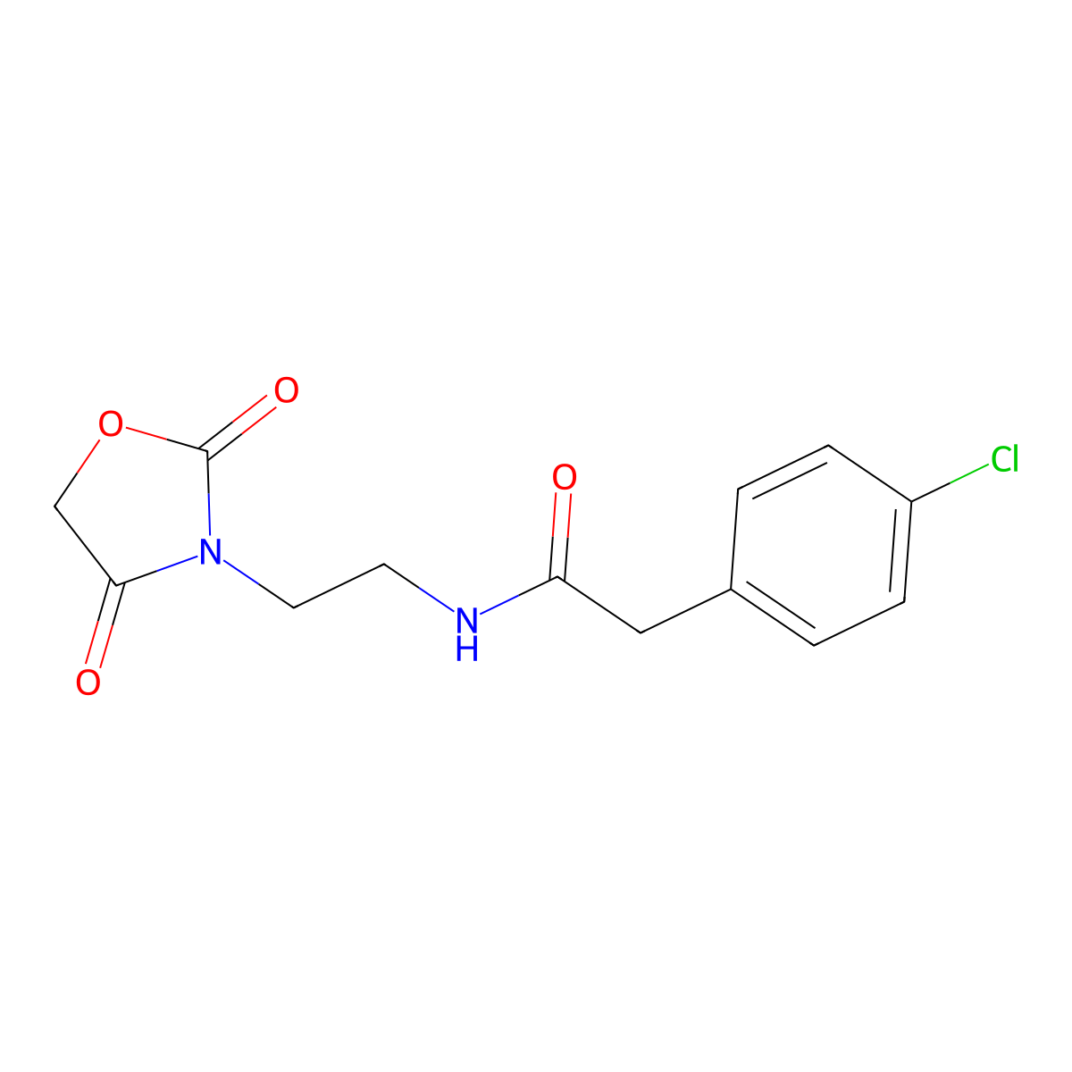 2-(4-chlorophenyl)-N-(2-(2,4-dioxooxazolidin-3-yl)ethyl)acetamide molecular structure, CAS 2034611-01-1