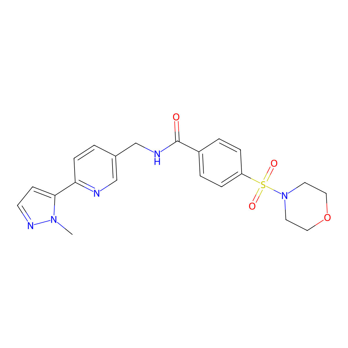 N-((6-(1-methyl-1H-pyrazol-5-yl)pyridin-3-yl)methyl)-4-(morpholinosulfonyl)benzamide molecular structure, CAS 2034611-07-7