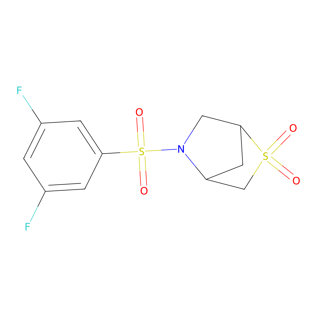 5-((3,5-Difluorophenyl)sulfonyl)-2-thia-5-azabicyclo[2.2.1]heptane 2,2-dioxide molecular structure, CAS 2034611-08-8