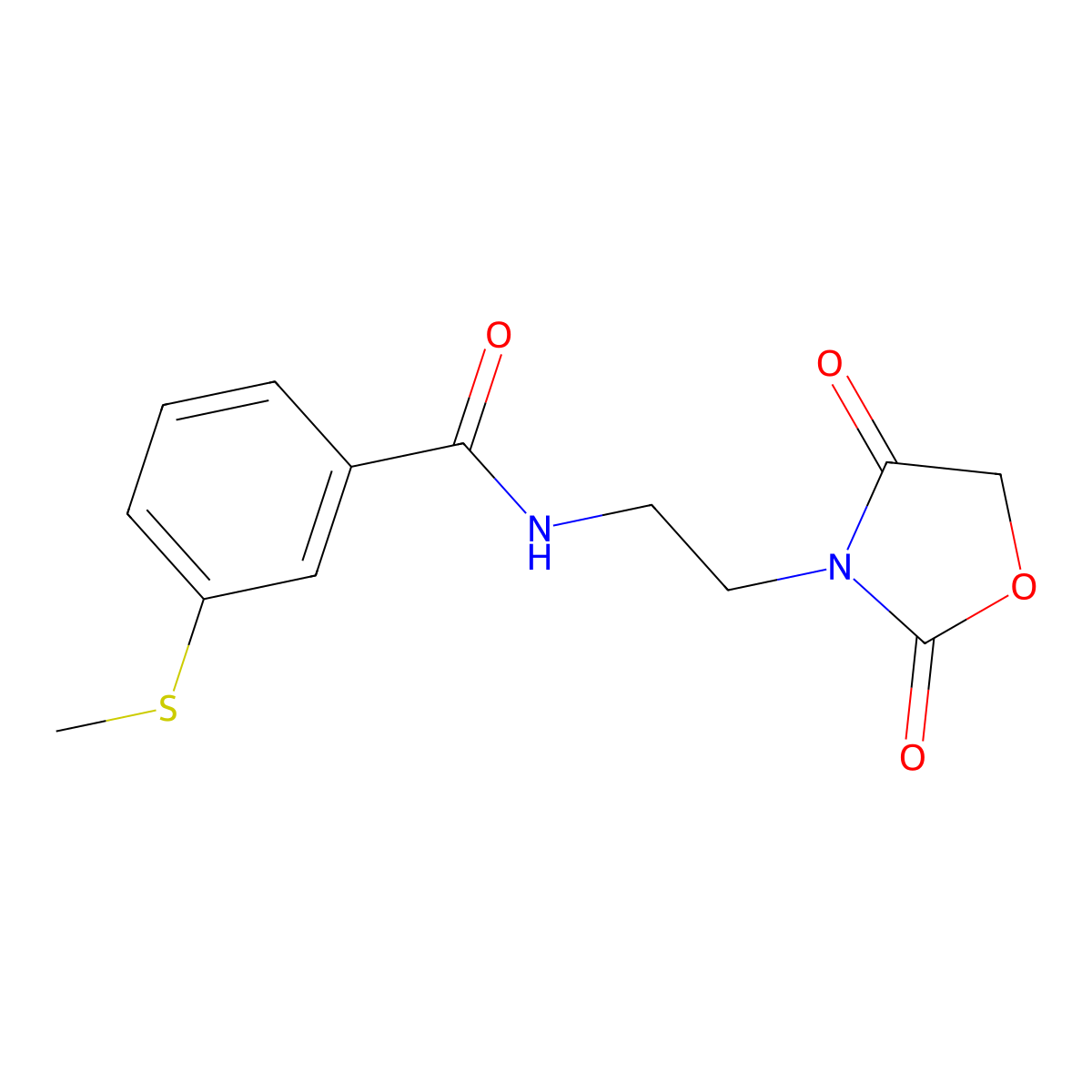 N-(2-(2,4-dioxooxazolidin-3-yl)ethyl)-3-(methylthio)benzamide molecular structure, CAS 2034611-10-2