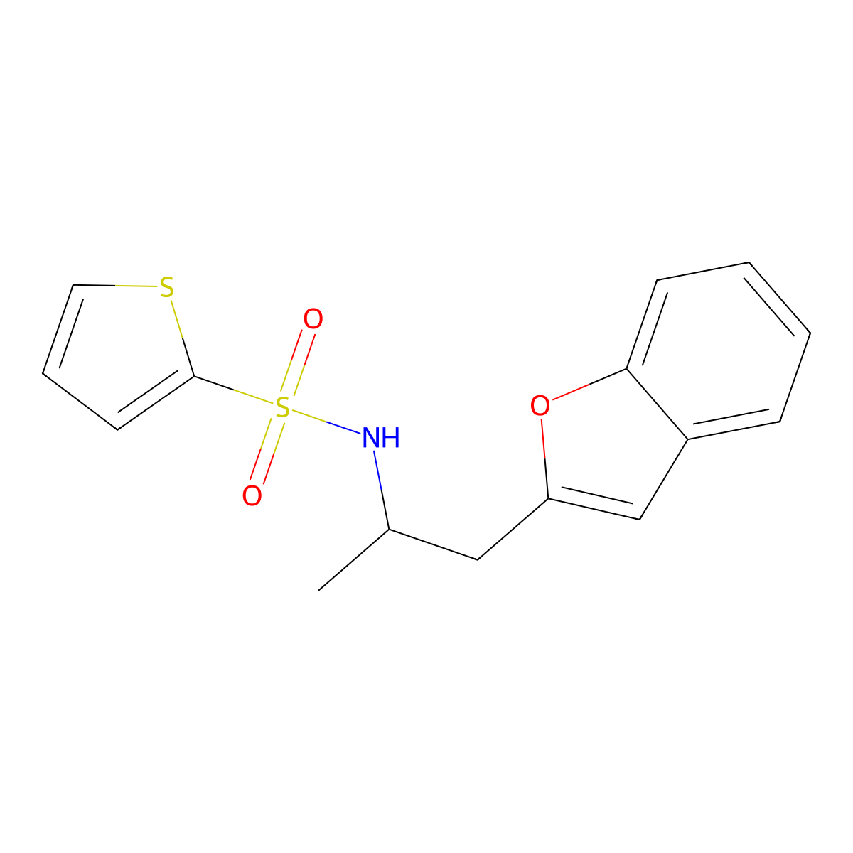 N-(1-(benzofuran-2-yl)propan-2-yl)thiophene-2-sulfonamide molecular structure, CAS 2034611-11-3