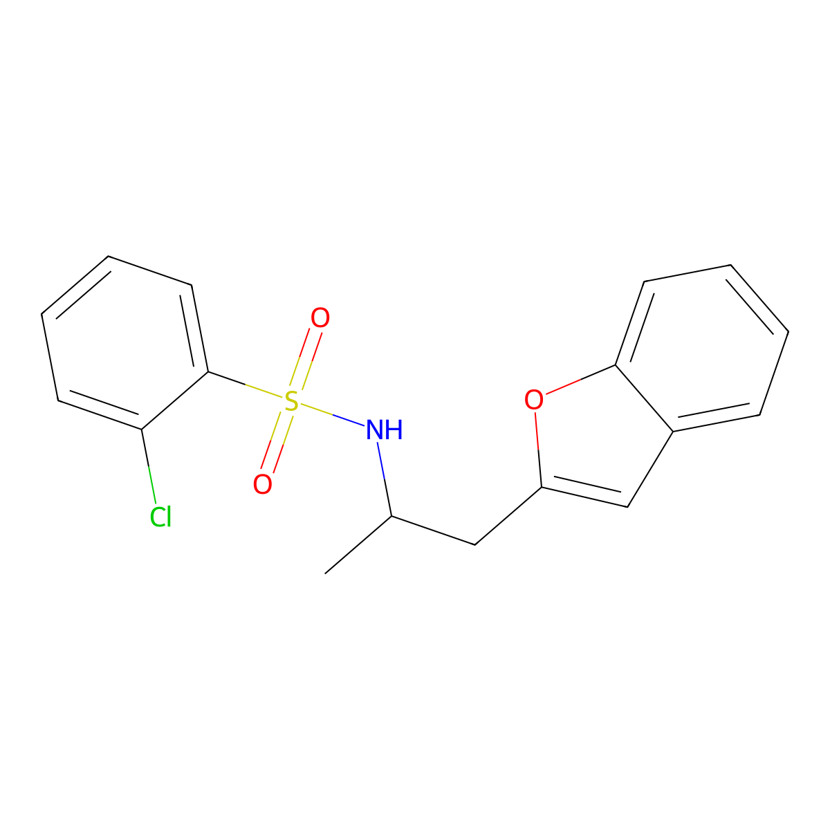 N-(1-(benzofuran-2-yl)propan-2-yl)-2-chlorobenzenesulfonamide molecular structure, CAS 2034611-15-7