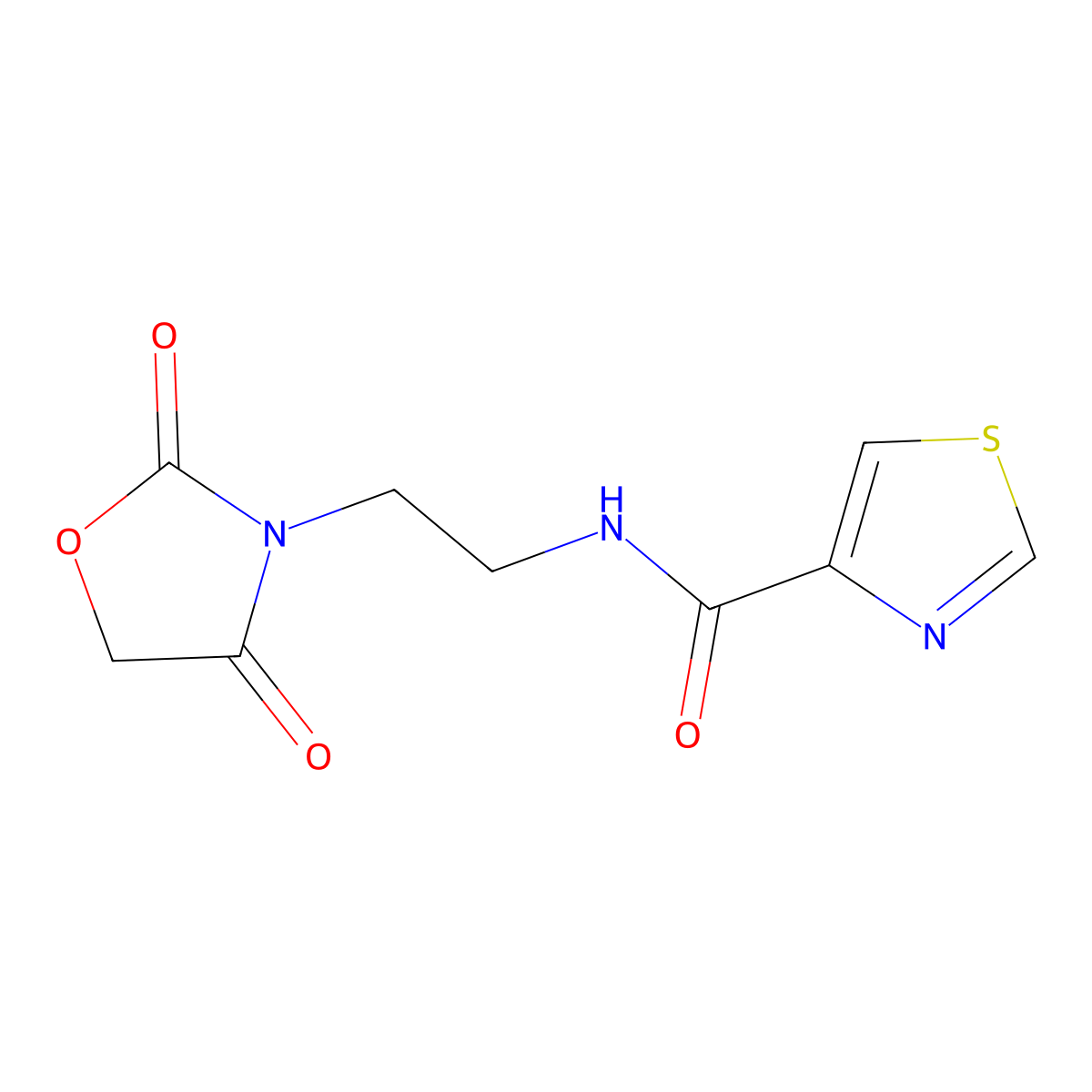 N-(2-(2,4-dioxooxazolidin-3-yl)ethyl)thiazole-4-carboxamide molecular structure, CAS 2034611-21-5