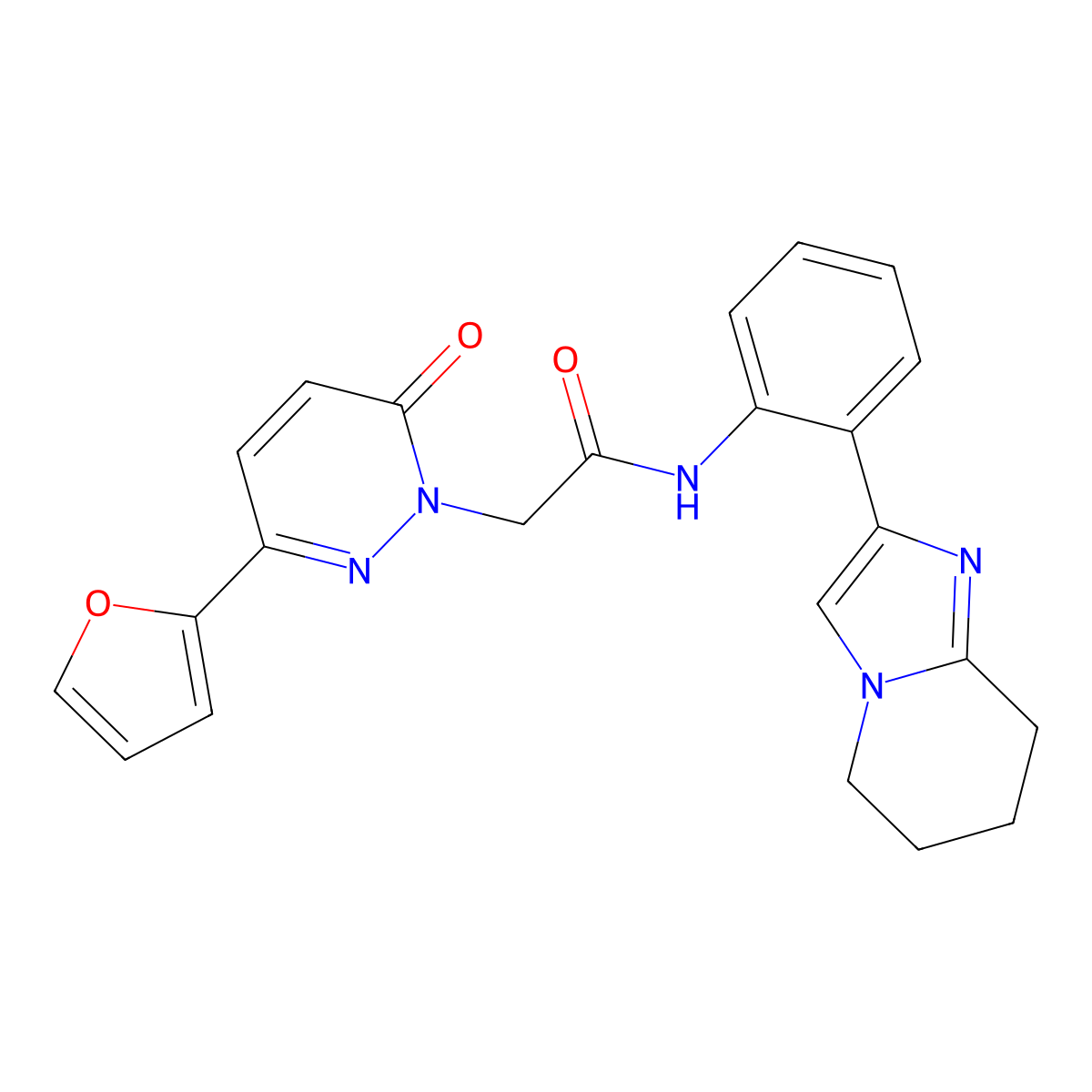2-(3-(furan-2-yl)-6-oxopyridazin-1(6H)-yl)-N-(2-(5,6,7,8-tetrahydroimidazo[1,2-a]pyridin-2-yl)phenyl)acetamide molecular structure, CAS 2034611-25-9