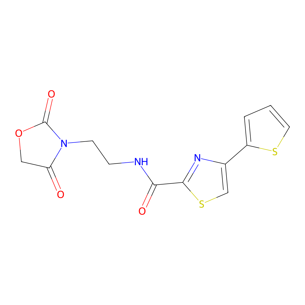 N-(2-(2,4-dioxooxazolidin-3-yl)ethyl)-4-(thiophen-2-yl)thiazole-2-carboxamide molecular structure, CAS 2034611-26-0