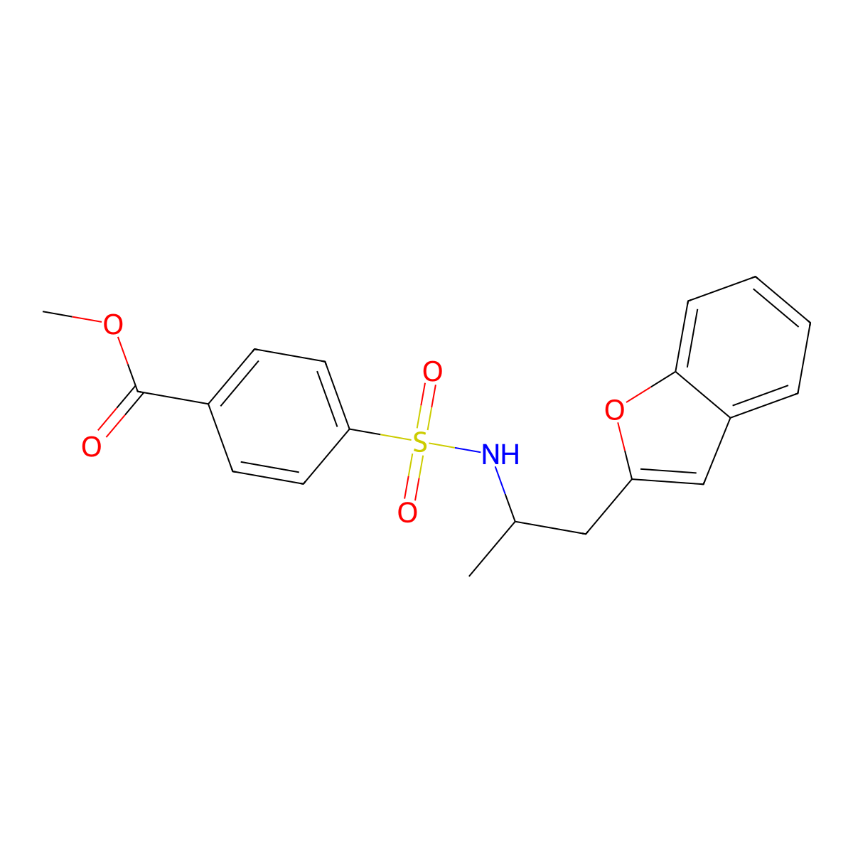 methyl 4-(N-(1-(benzofuran-2-yl)propan-2-yl)sulfamoyl)benzoate molecular structure, CAS 2034611-27-1