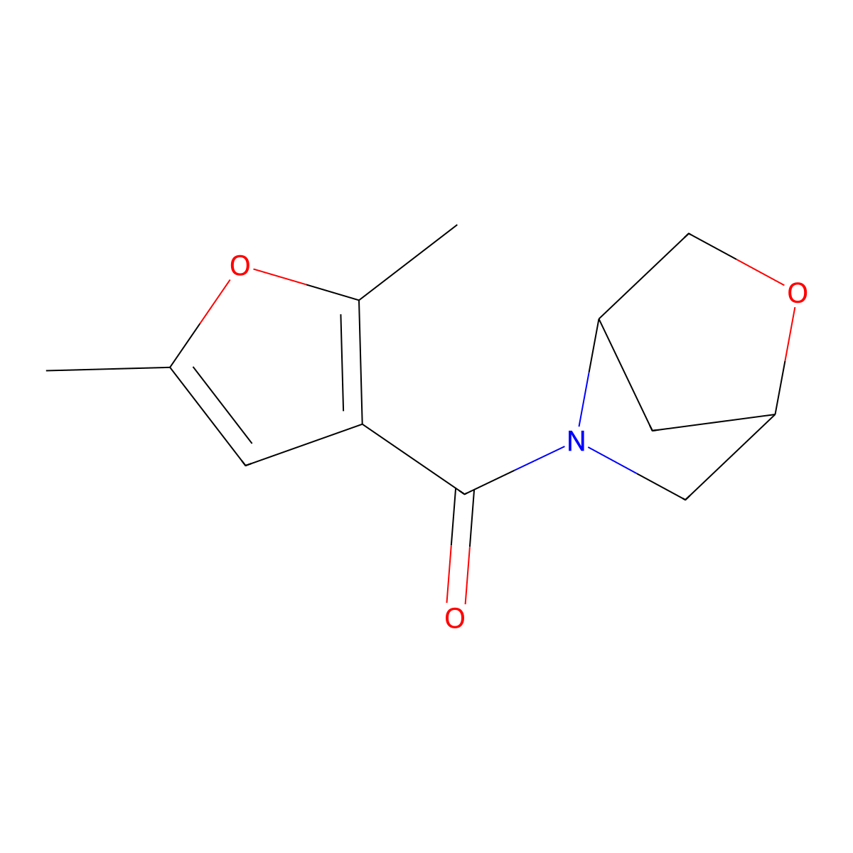2-Oxa-5-azabicyclo[2.2.1]heptan-5-yl(2,5-dimethylfuran-3-yl)methanone molecular structure, CAS 2034611-32-8