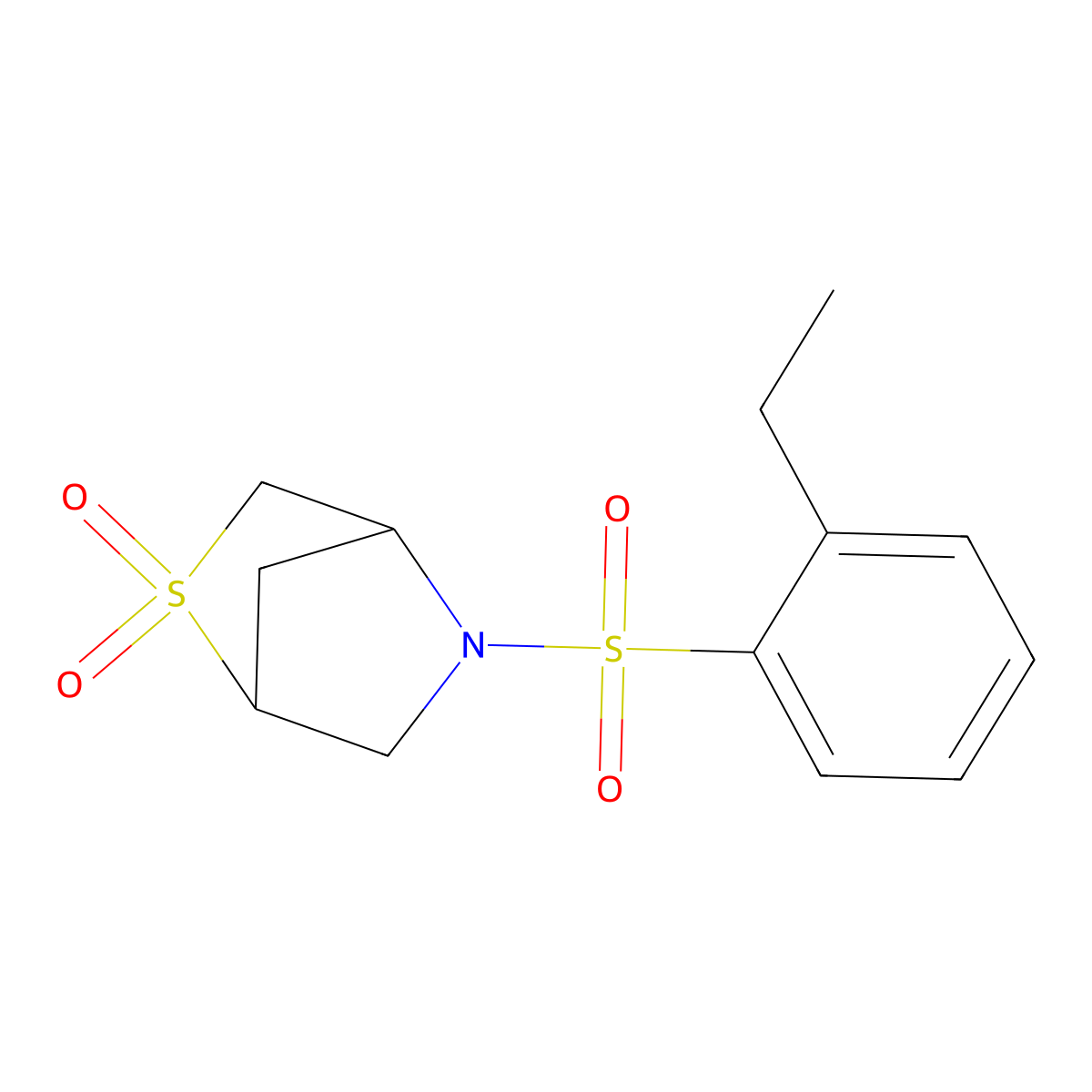 5-((2-Ethylphenyl)sulfonyl)-2-thia-5-azabicyclo[2.2.1]heptane 2,2-dioxide molecular structure, CAS 2034611-37-3