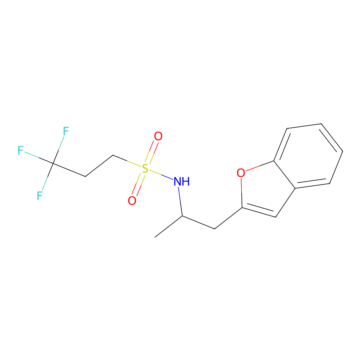 N-(1-(benzofuran-2-yl)propan-2-yl)-3,3,3-trifluoropropane-1-sulfonamide molecular structure, CAS 2034611-40-8