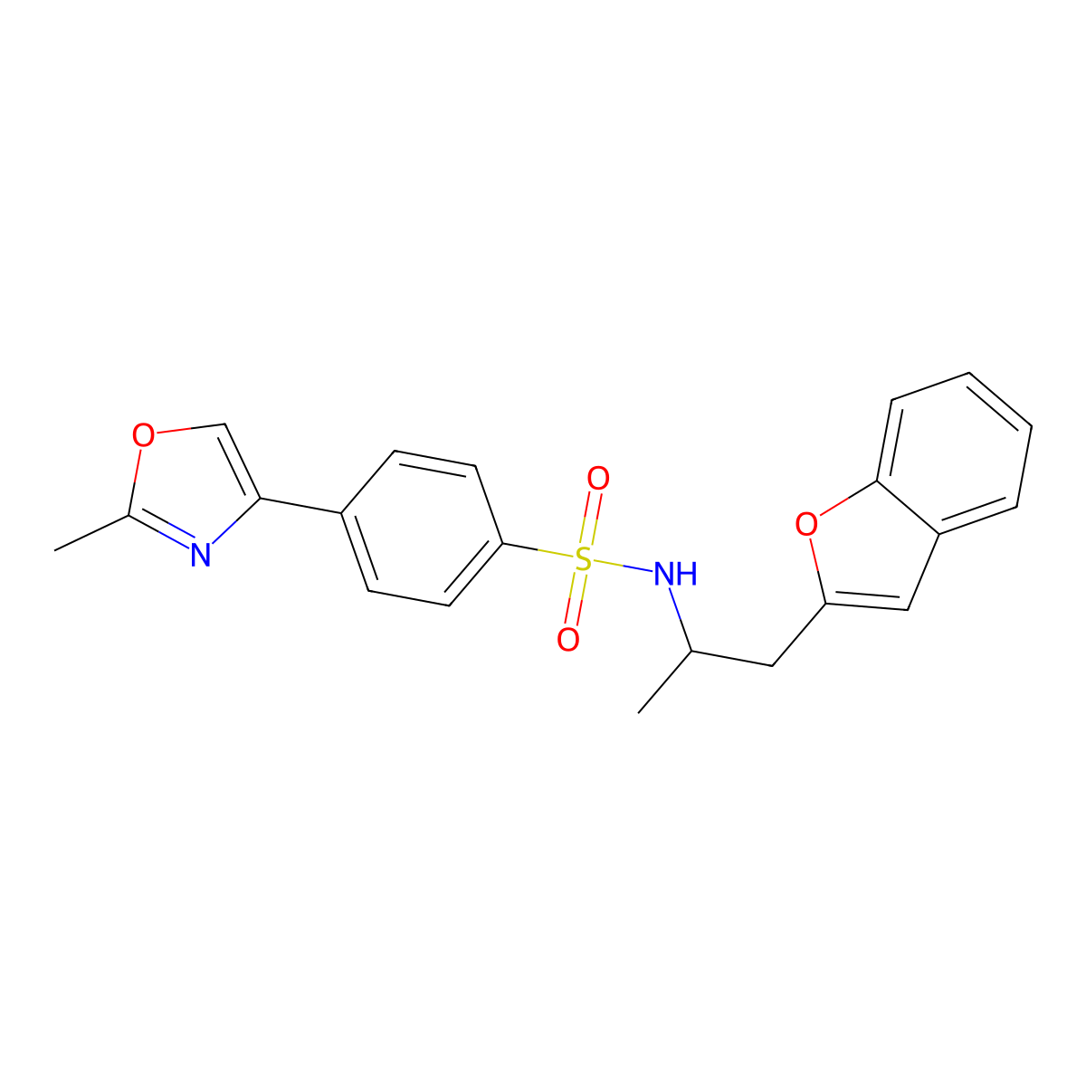 N-(1-(benzofuran-2-yl)propan-2-yl)-4-(2-methyloxazol-4-yl)benzenesulfonamide molecular structure, CAS 2034611-49-7