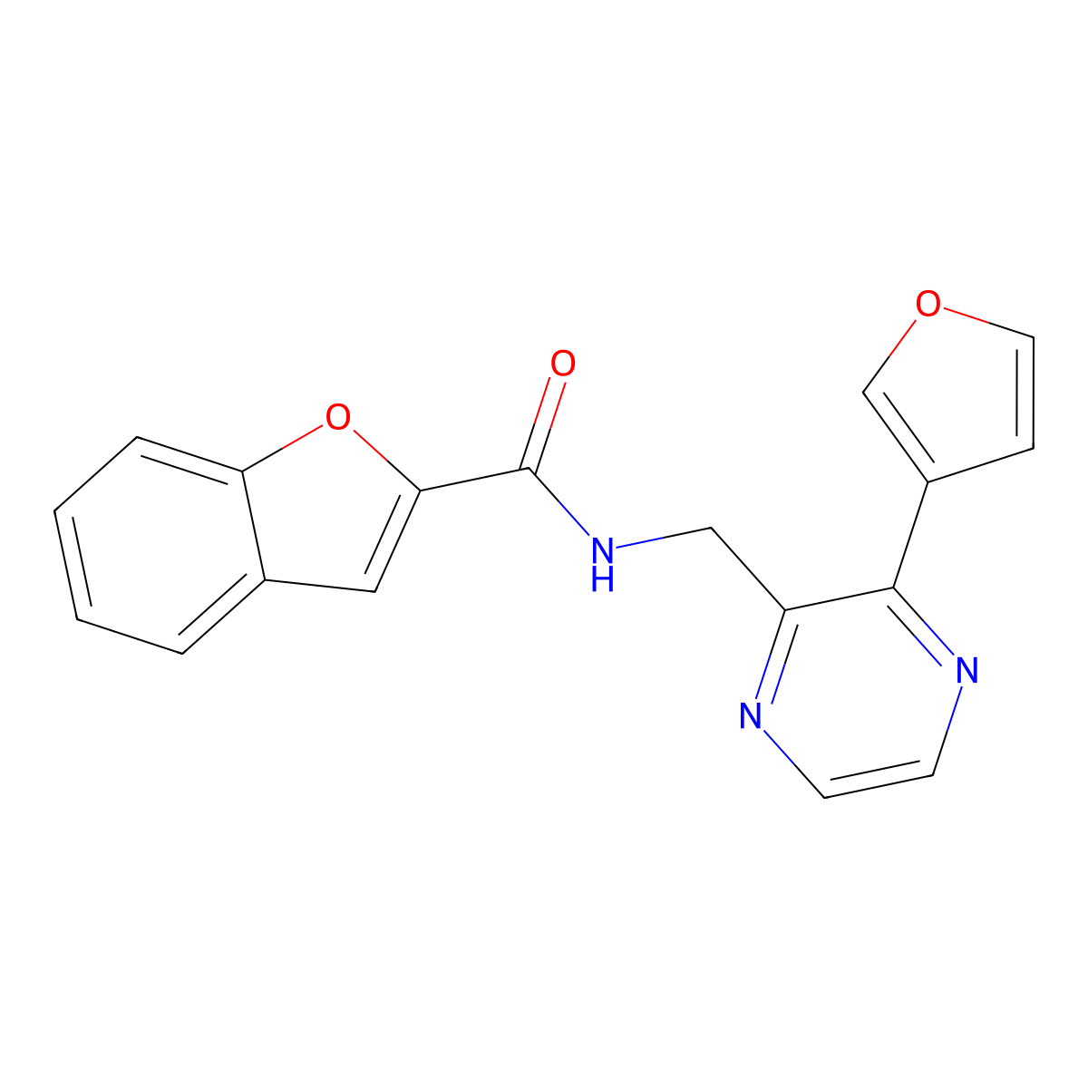 N-((3-(furan-3-yl)pyrazin-2-yl)methyl)benzofuran-2-carboxamide molecular structure, CAS 2034611-52-2