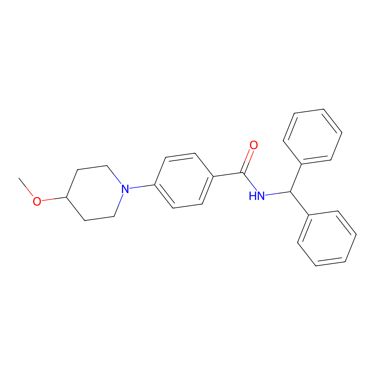 N-benzhydryl-4-(4-methoxypiperidin-1-yl)benzamide molecular structure, CAS 2034611-54-4