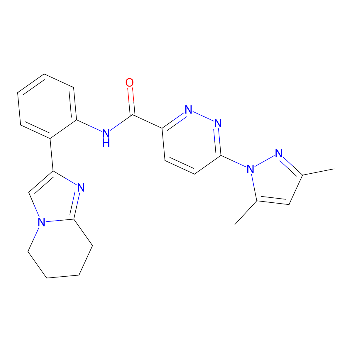 6-(3,5-dimethyl-1H-pyrazol-1-yl)-N-(2-(5,6,7,8-tetrahydroimidazo[1,2-a]pyridin-2-yl)phenyl)pyridazine-3-carboxamide molecular structure, CAS 2034611-57-7