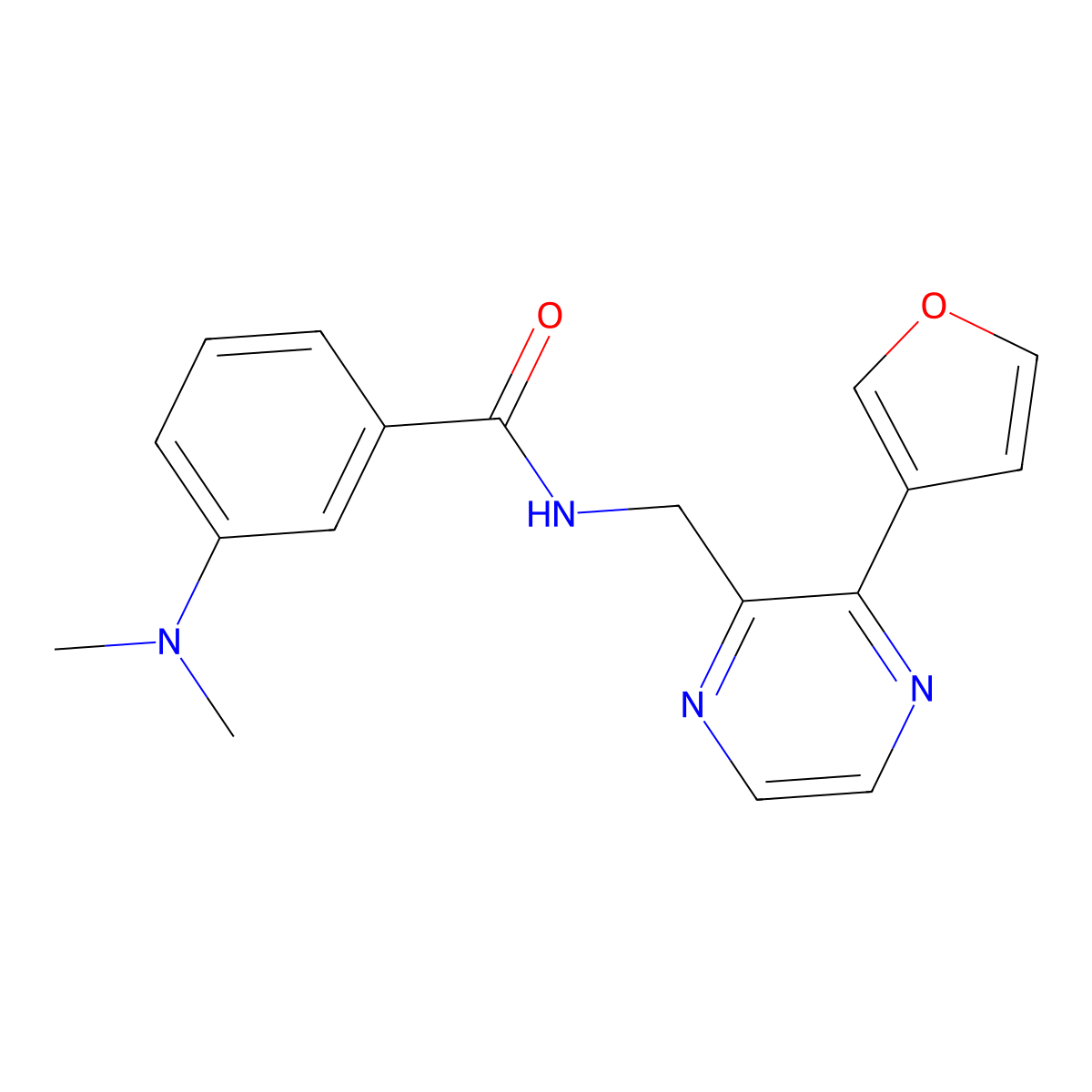 3-(dimethylamino)-N-{[3-(furan-3-yl)pyrazin-2-yl]methyl}benzamide molecular structure, CAS 2034611-62-4