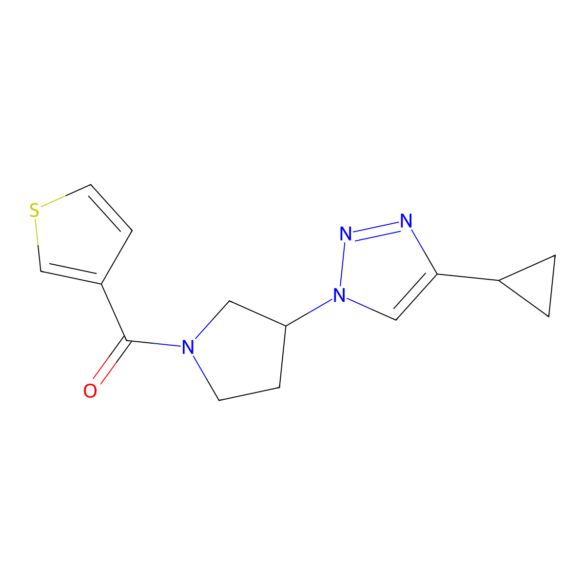 (3-(4-cyclopropyl-1H-1,2,3-triazol-1-yl)pyrrolidin-1-yl)(thiophen-3-yl)methanone molecular structure, CAS 2034611-73-7