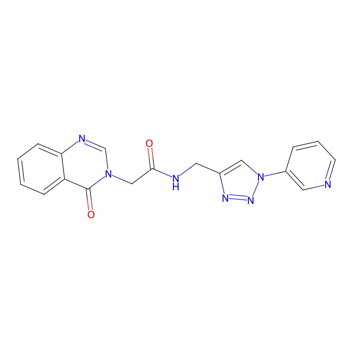 2-(4-oxoquinazolin-3(4H)-yl)-N-((1-(pyridin-3-yl)-1H-1,2,3-triazol-4-yl)methyl)acetamide molecular structure, CAS 2034611-78-2