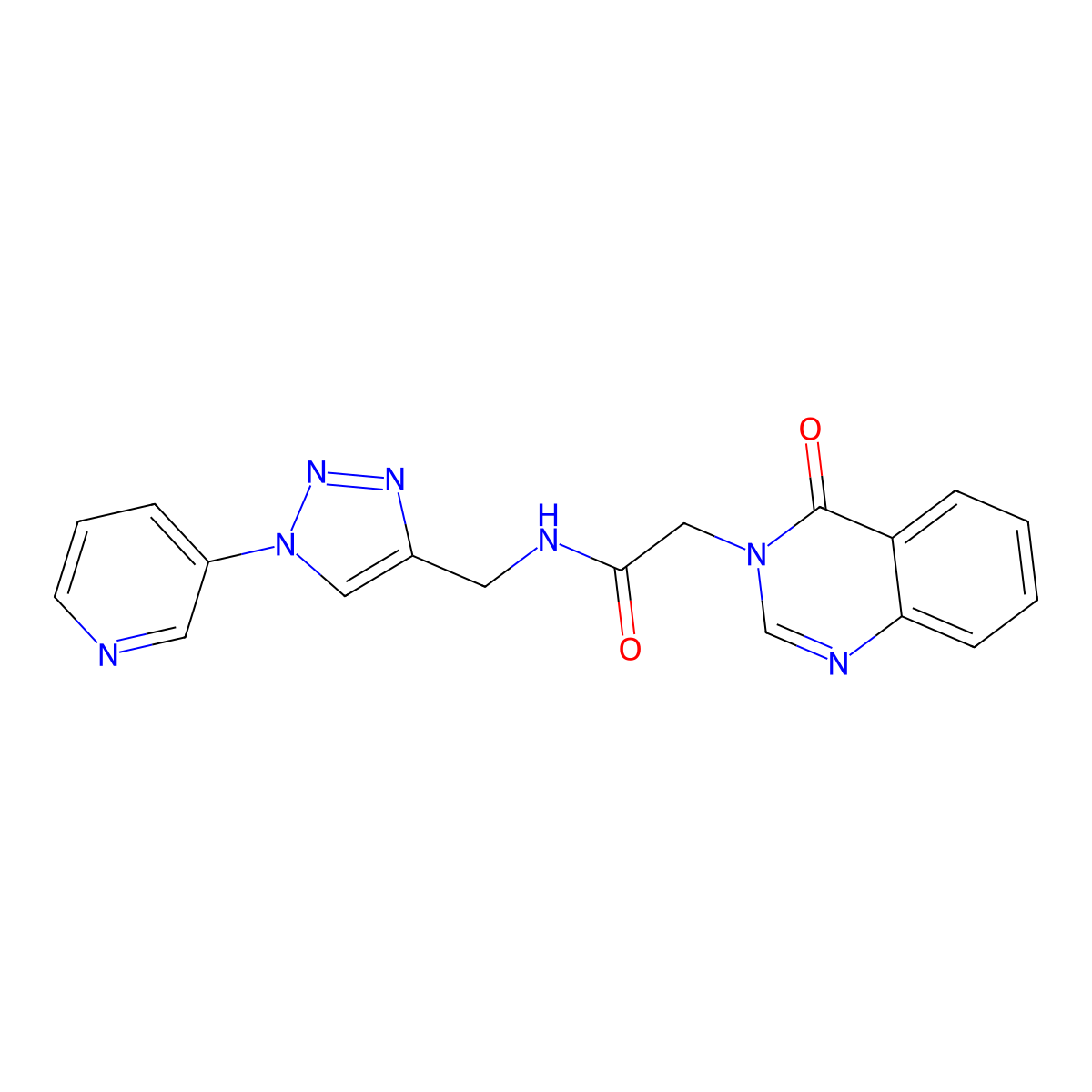2-(4-oxoquinazolin-3(4H)-yl)-N-((1-(pyridin-3-yl)-1H-1,2,3-triazol-4-yl)methyl)acetamide molecular structure, CAS 2034611-78-2