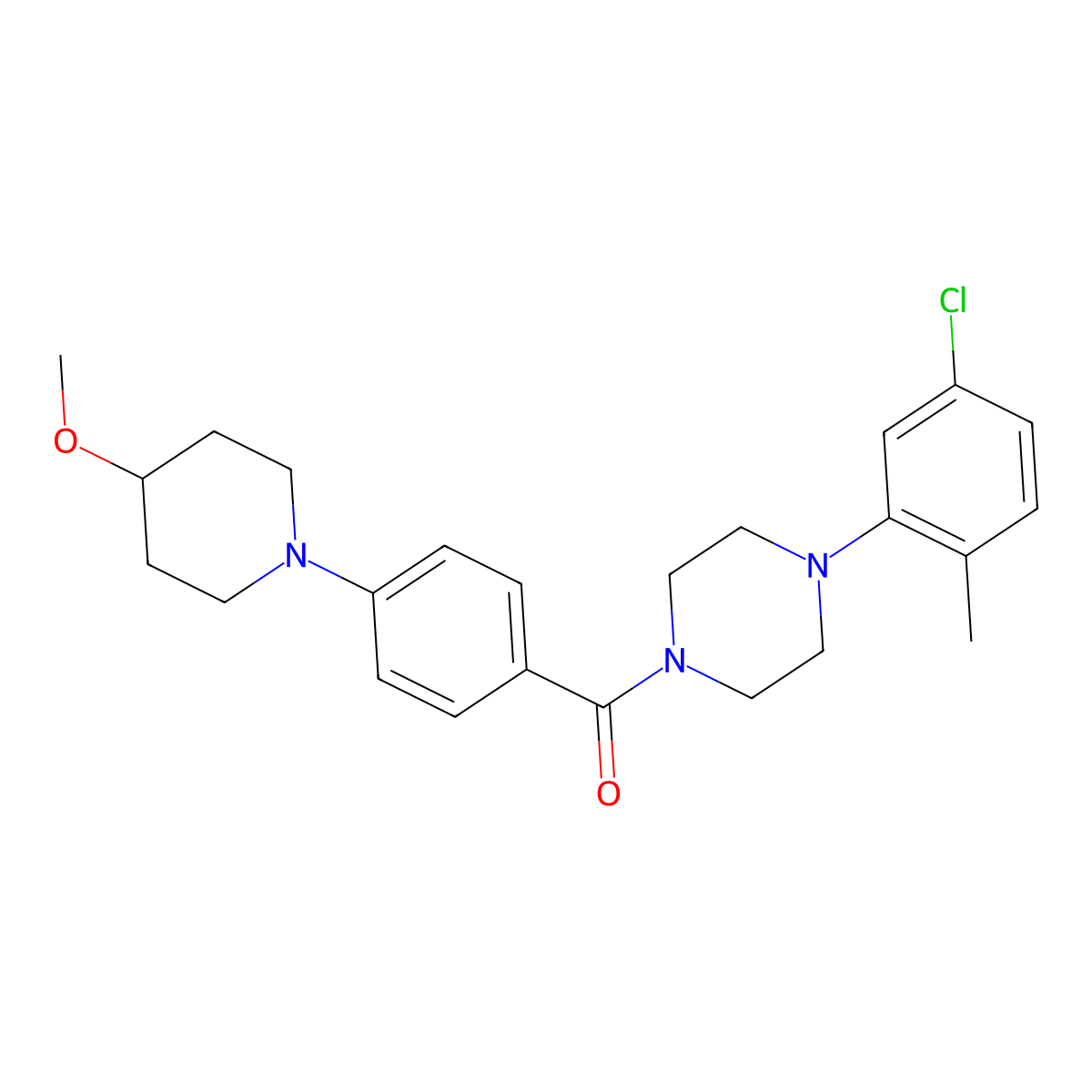 (4-(5-Chloro-2-methylphenyl)piperazin-1-yl)(4-(4-methoxypiperidin-1-yl)phenyl)methanone molecular structure, CAS 2034611-83-9
