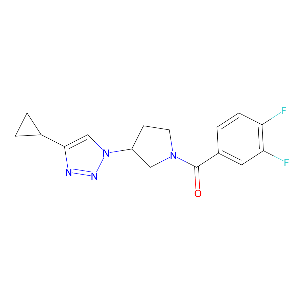 (3-(4-cyclopropyl-1H-1,2,3-triazol-1-yl)pyrrolidin-1-yl)(3,4-difluorophenyl)methanone molecular structure, CAS 2034611-84-0