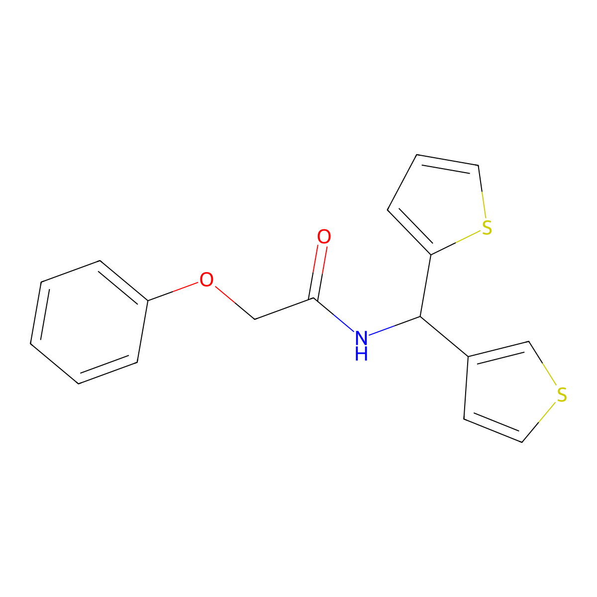 2-phenoxy-N-(thiophen-2-yl(thiophen-3-yl)methyl)acetamide molecular structure, CAS 2034611-85-1