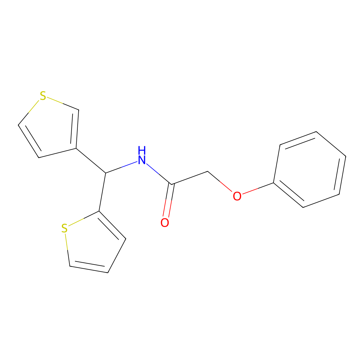 2-phenoxy-N-(thiophen-2-yl(thiophen-3-yl)methyl)acetamide molecular structure, CAS 2034611-85-1