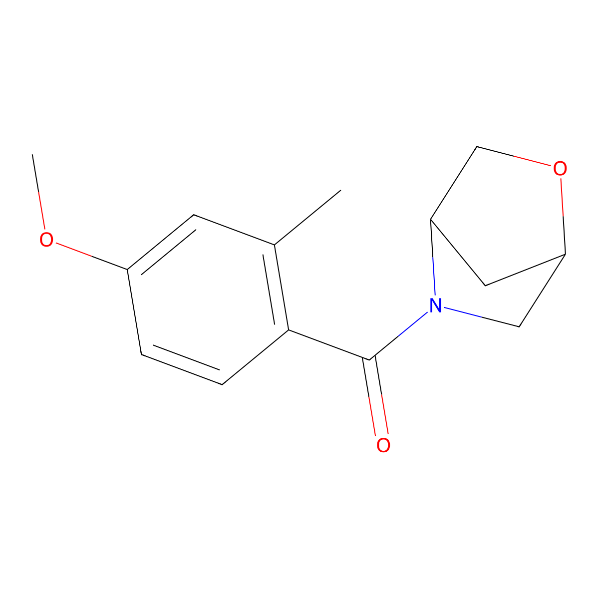 2-Oxa-5-azabicyclo[2.2.1]heptan-5-yl(4-methoxy-2-methylphenyl)methanone molecular structure, CAS 2034611-89-5